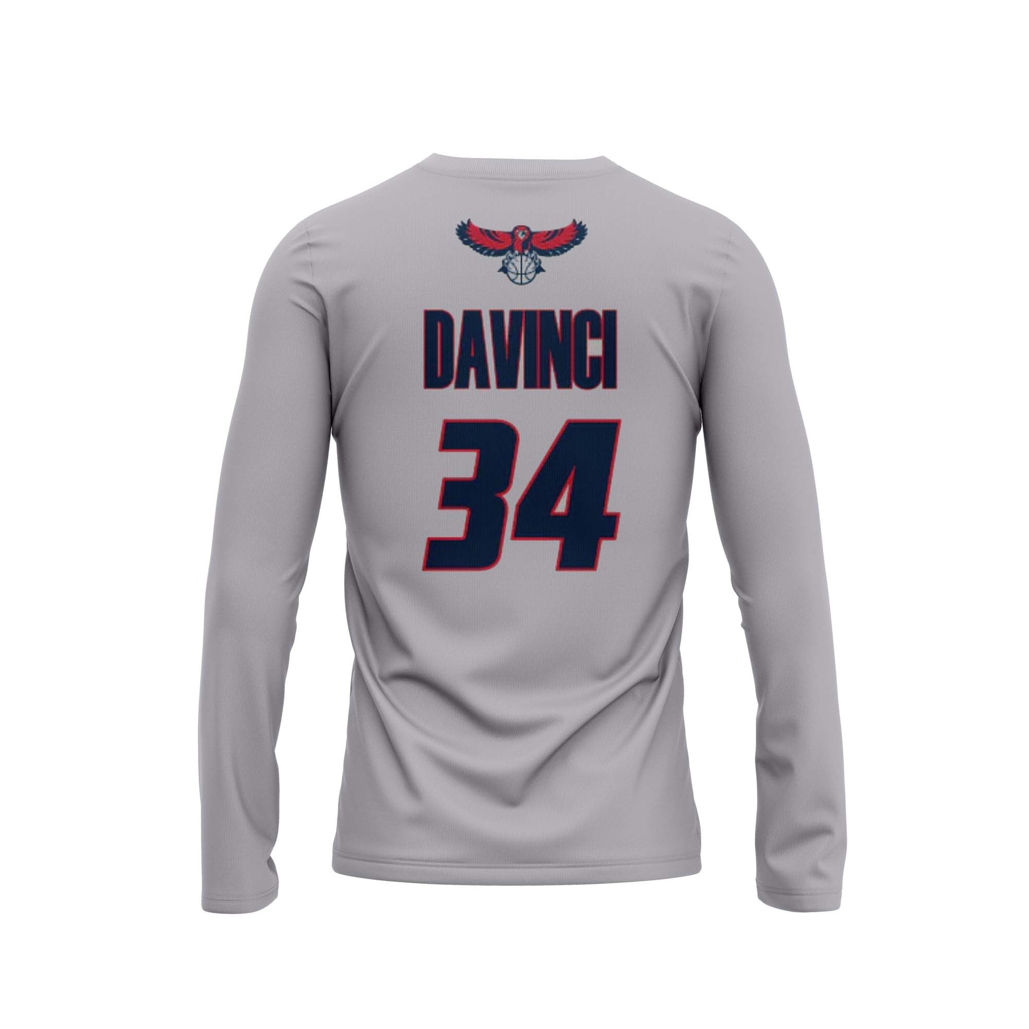 DAVINCI BALLHAWKS BASKETBALL Semi Sublimate Long Sleeve Shirt Grey