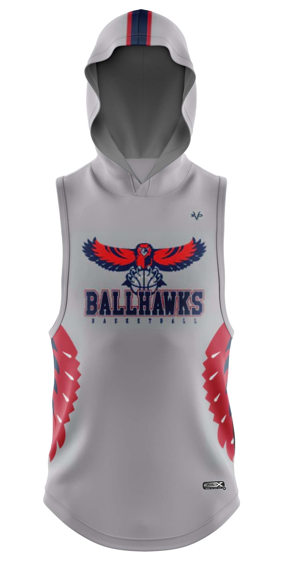 DAVINCI BALLHAWKS BASKETBALL Sublimated Sleeveless T-Shirt Hoodie