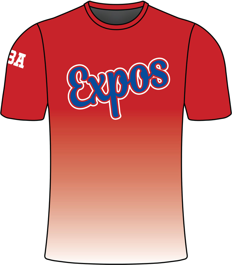 EXPOS Baseball Sublimated Short Sleeve Jersey Red(Fade)