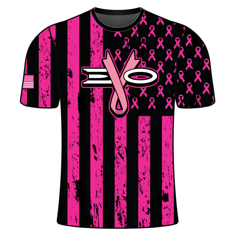 EVO9X Evo Breast Cancer Flag Full Dye Sublimated Crew Neck Shirt Large