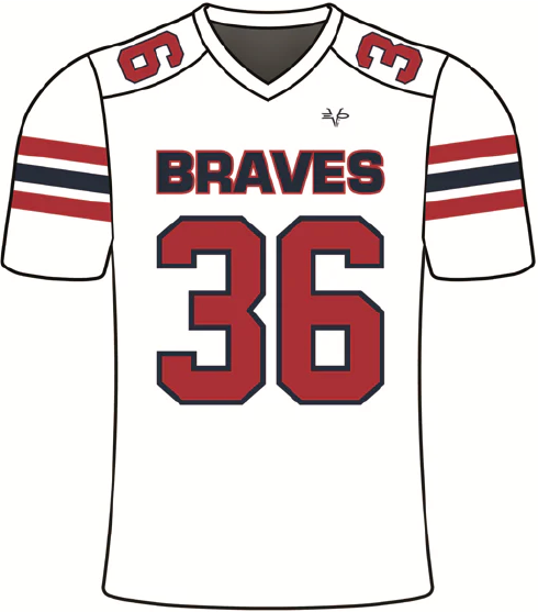 EVO9XSTORE Manalapan Braves Football Sublimated Fan Jersey White Youth Small