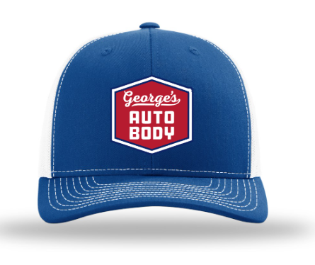 George's Auto Body Trucker Snapback Hat Blue-White