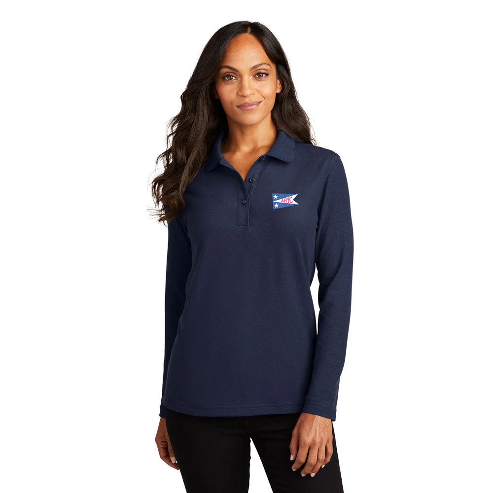 AHYC PORT AUTHORITY SILK TOUCH LONG SLEEVE POLO WOMAN