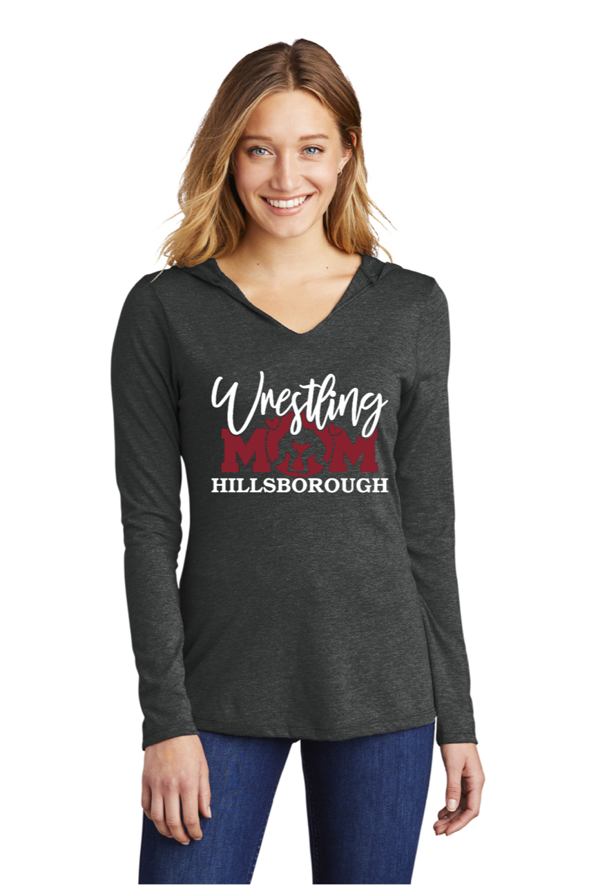 HILLSBOROUGH WRESTLING CLUB Women’s Long Sleeve Hooded T-Shirt Vingtage Black