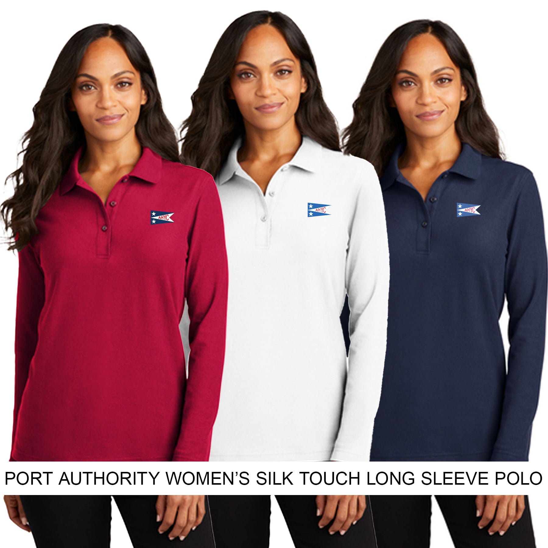 AHYC PORT AUTHORITY SILK TOUCH LONG SLEEVE POLO WOMAN