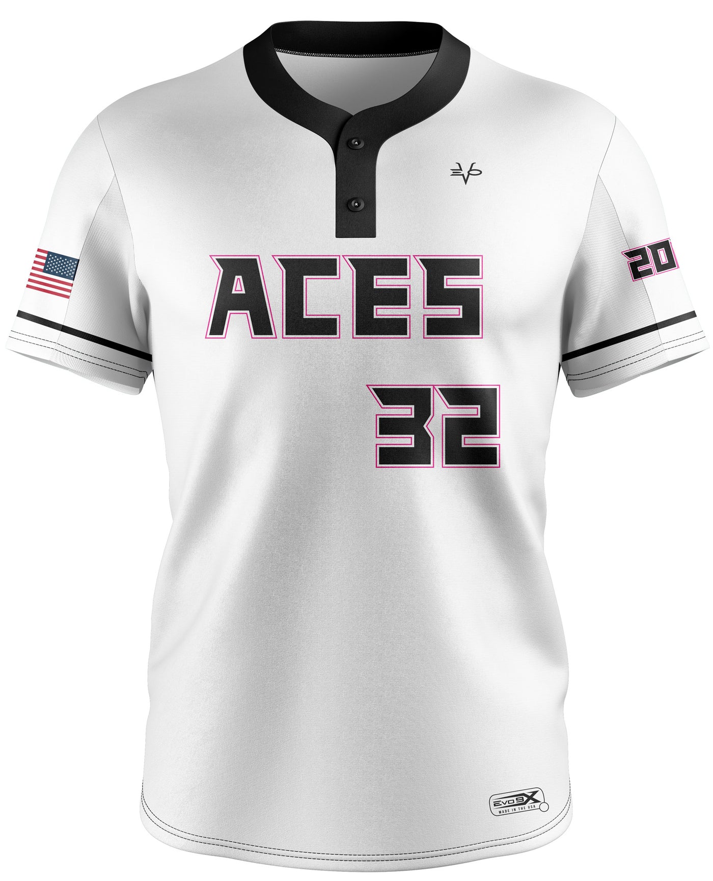 Aces Softball Sublimated 2-Button Softball Jersey White Women Large