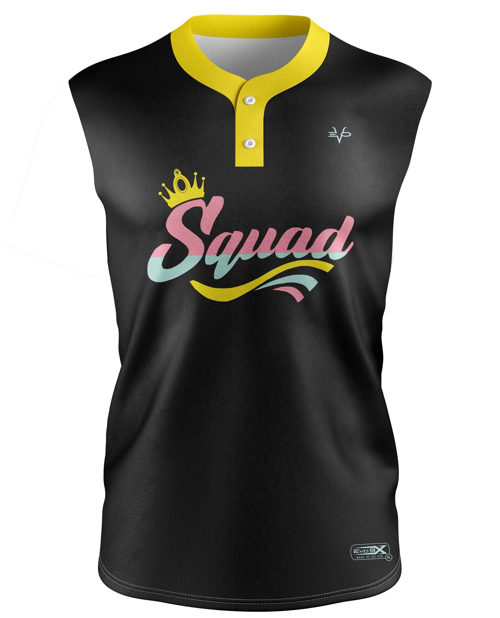 BOMB SQUAD SLEEVELESS 2 BUTTON JERSEY BLACK