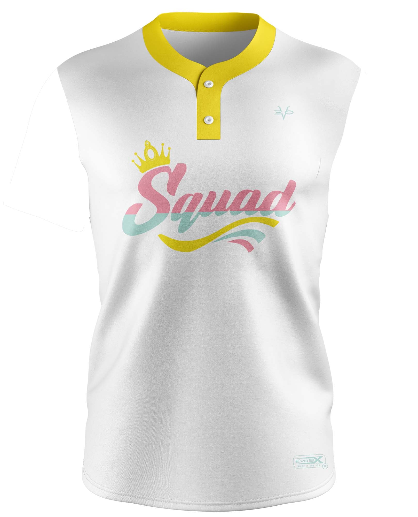 BOMB SQUAD SLEEVELESS 2 BUTTON JERSEY WHITE