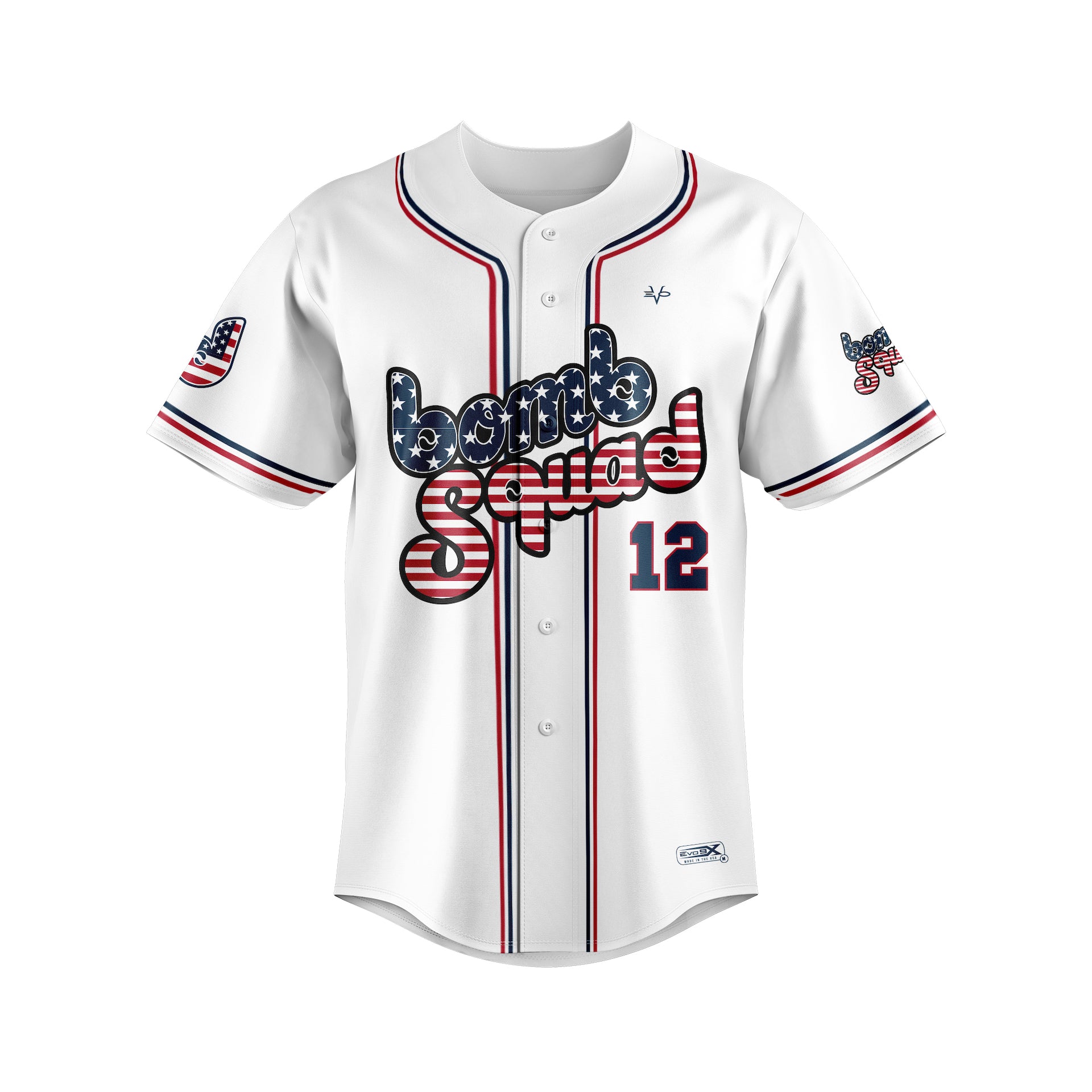 DINGERS BOMB SQUAD SS FULL BUTTON JERSEY - WHITE