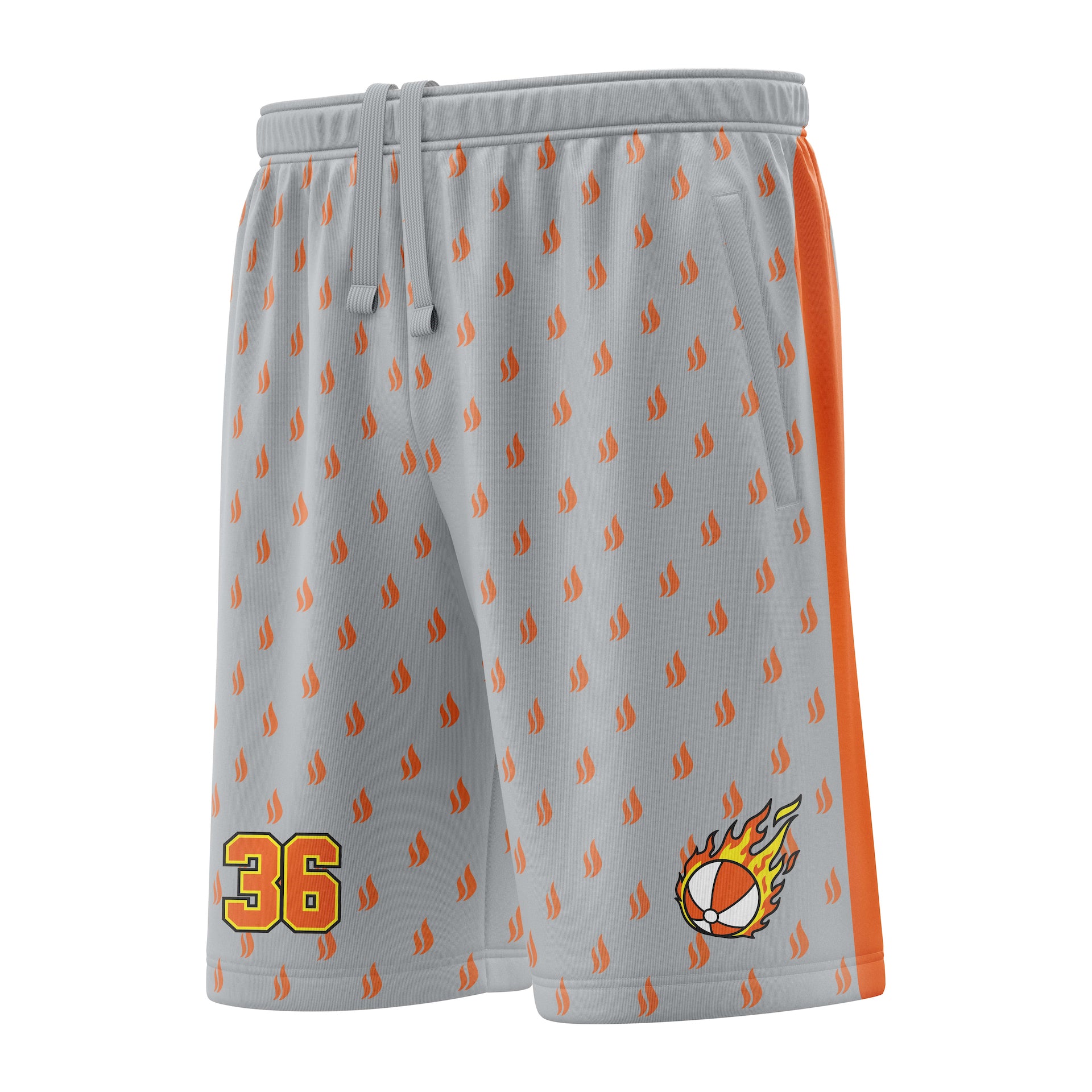 BEACH BUMS  SHORTS WITH POCKETS - GREY/ORANGE