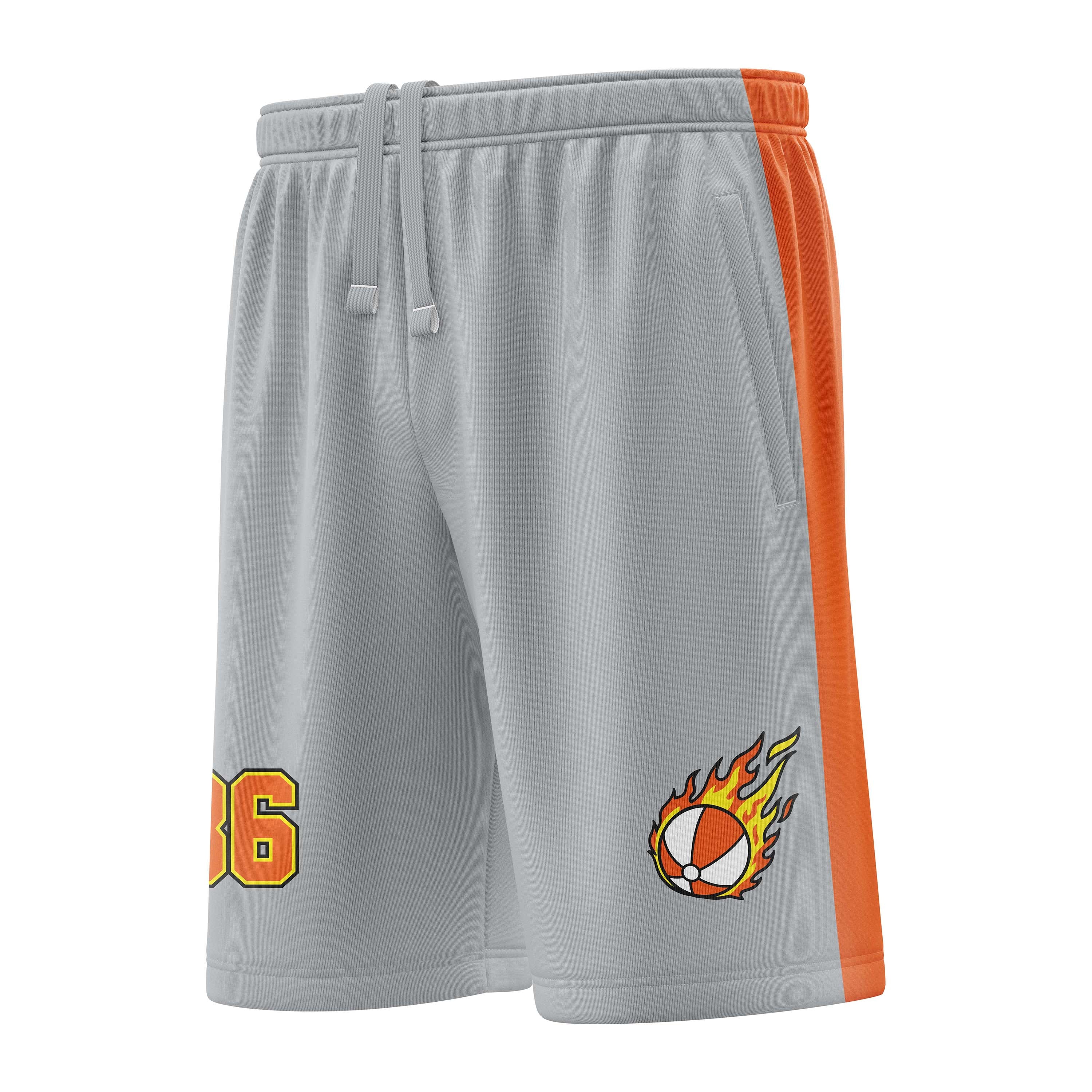 BEACH BUMS  SHORTS WITH POCKETS - GREY/ORANGE