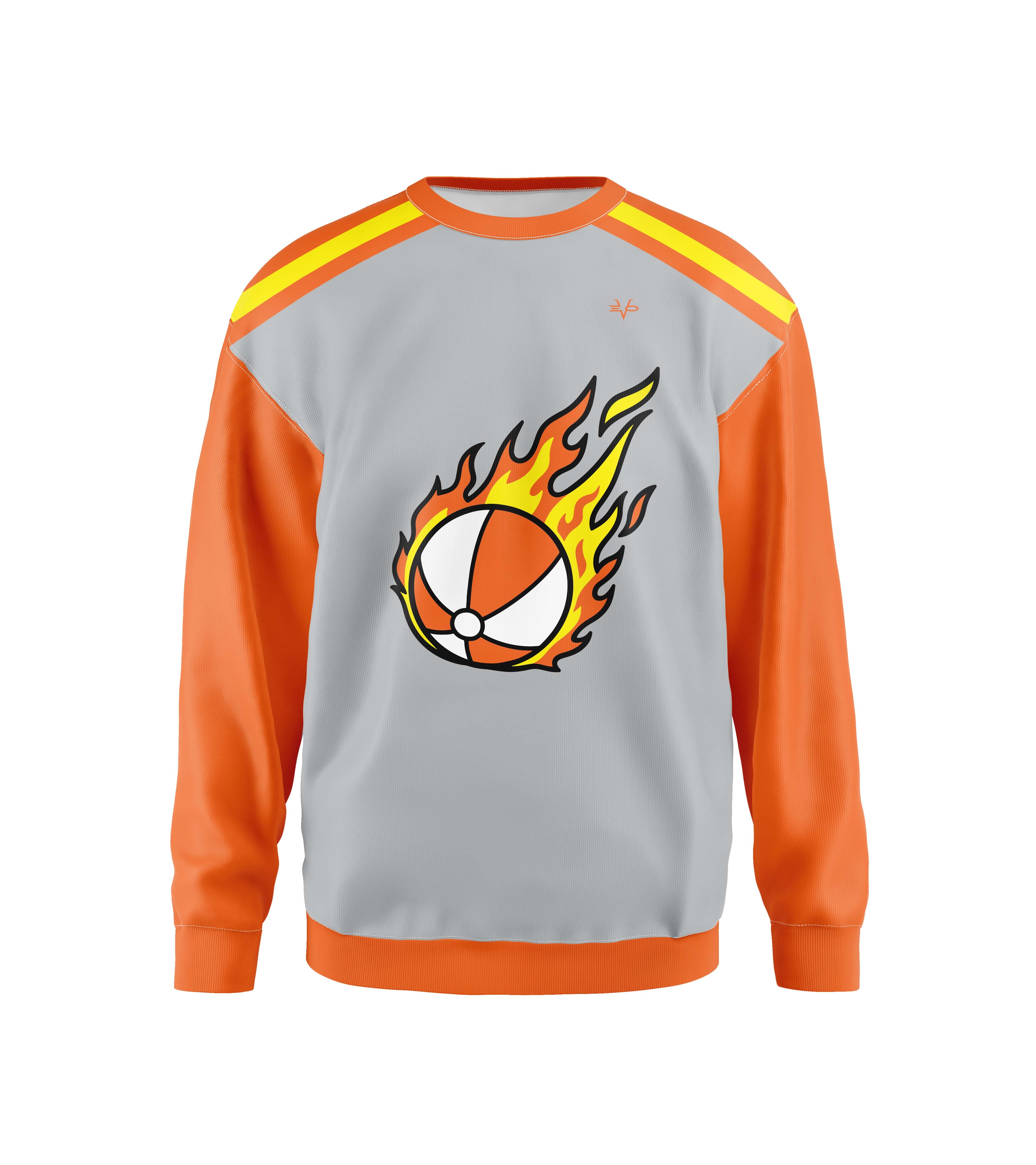 BEACH BUMS CREWNECK SWEATSHIRT - ORANGE/GREY