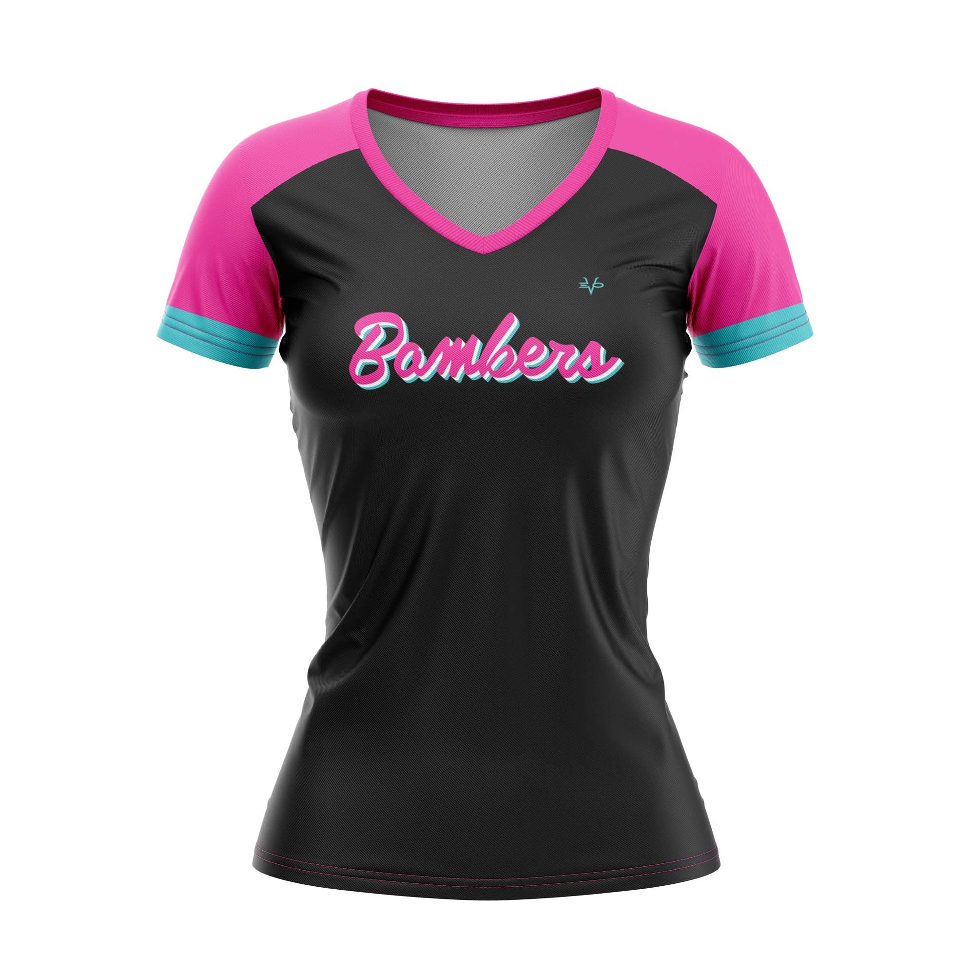 BOMBERS 7U WOMENS VNECK SS PINK