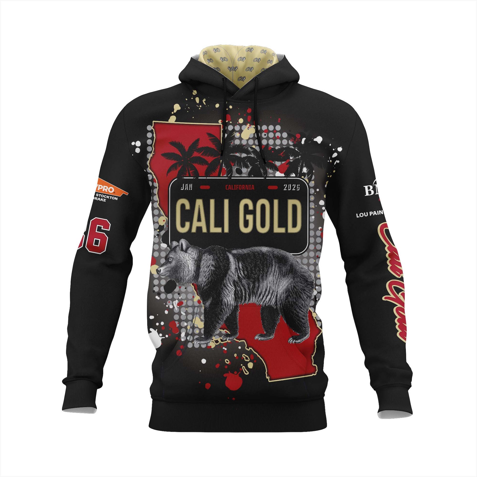 CALI GOLD CALI BEAR HOODIE