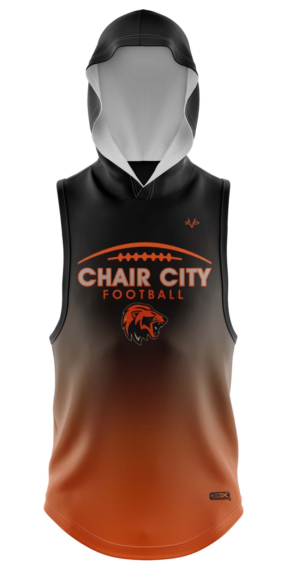 CHAIR CITY FOOTBALL Sublimated Sleeveless Compression Hoodie Black
