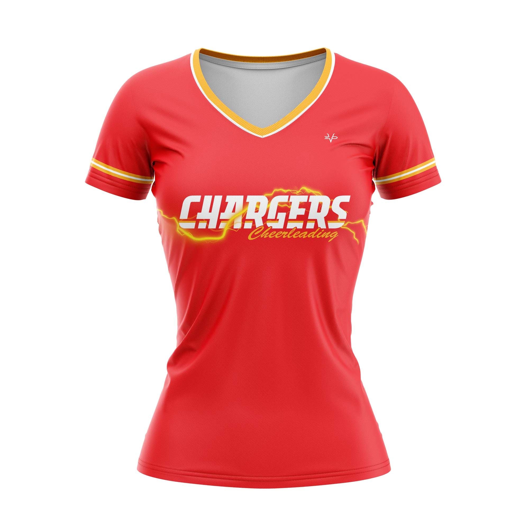 CHARGERS WOMENS V NECK CAP SLEEVE - FOOTBALL MOM