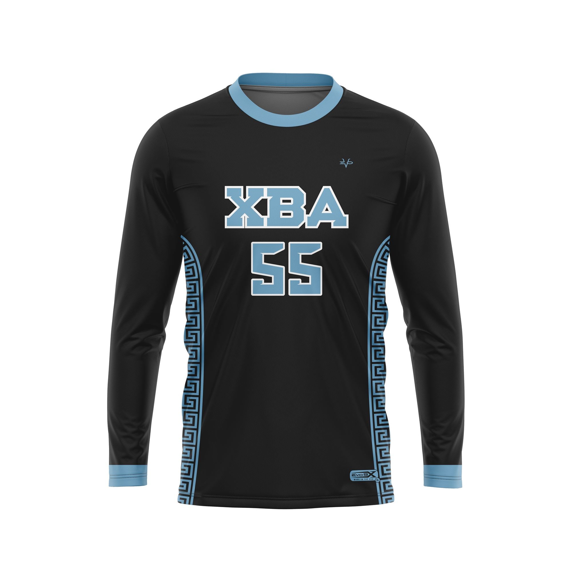 XBA CREWNECK LS - BLACK - BLUE LETTERING
