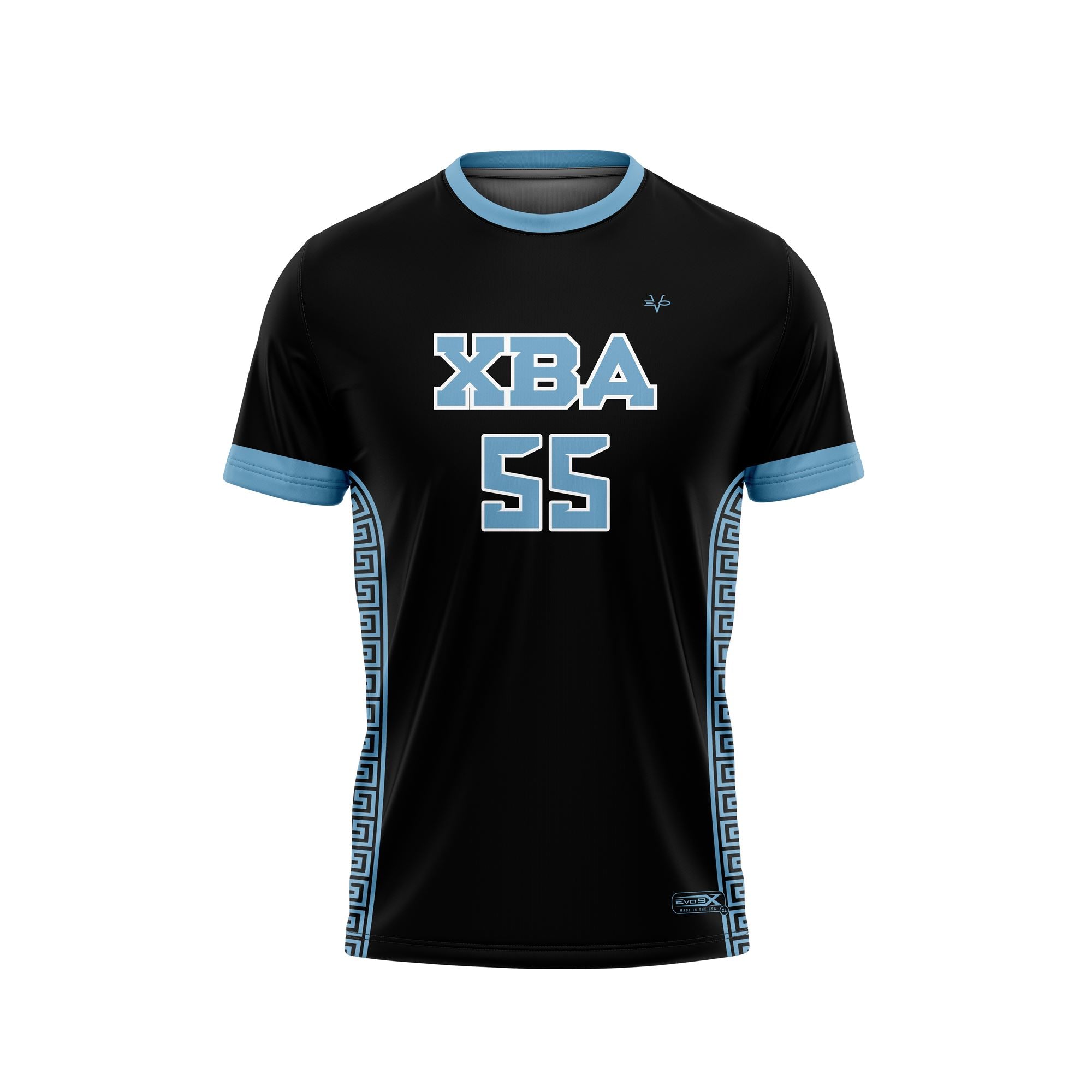XBA CREWNECK SS - BLACK - BLUE LETTERING