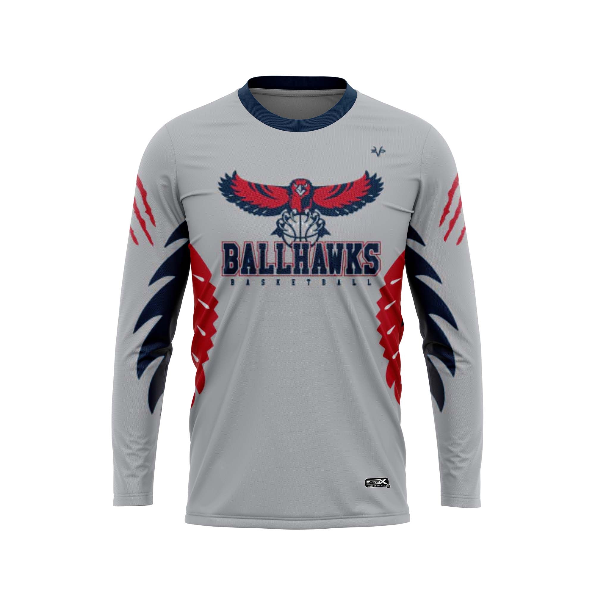 DAVINCI BALLHAWKS BASKETBALL Sublimated Long Sleeve Jersey