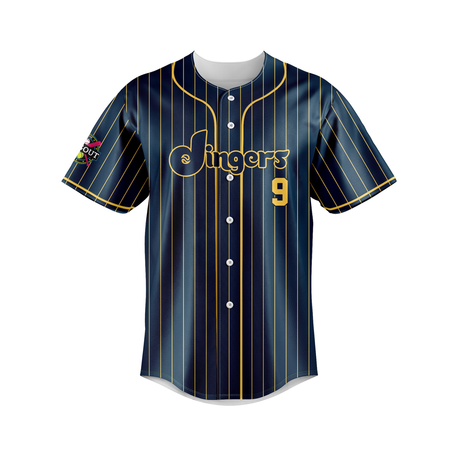 DINGERS BOMB SQUAD SS FULL BUTTON JERSEY - NAVY