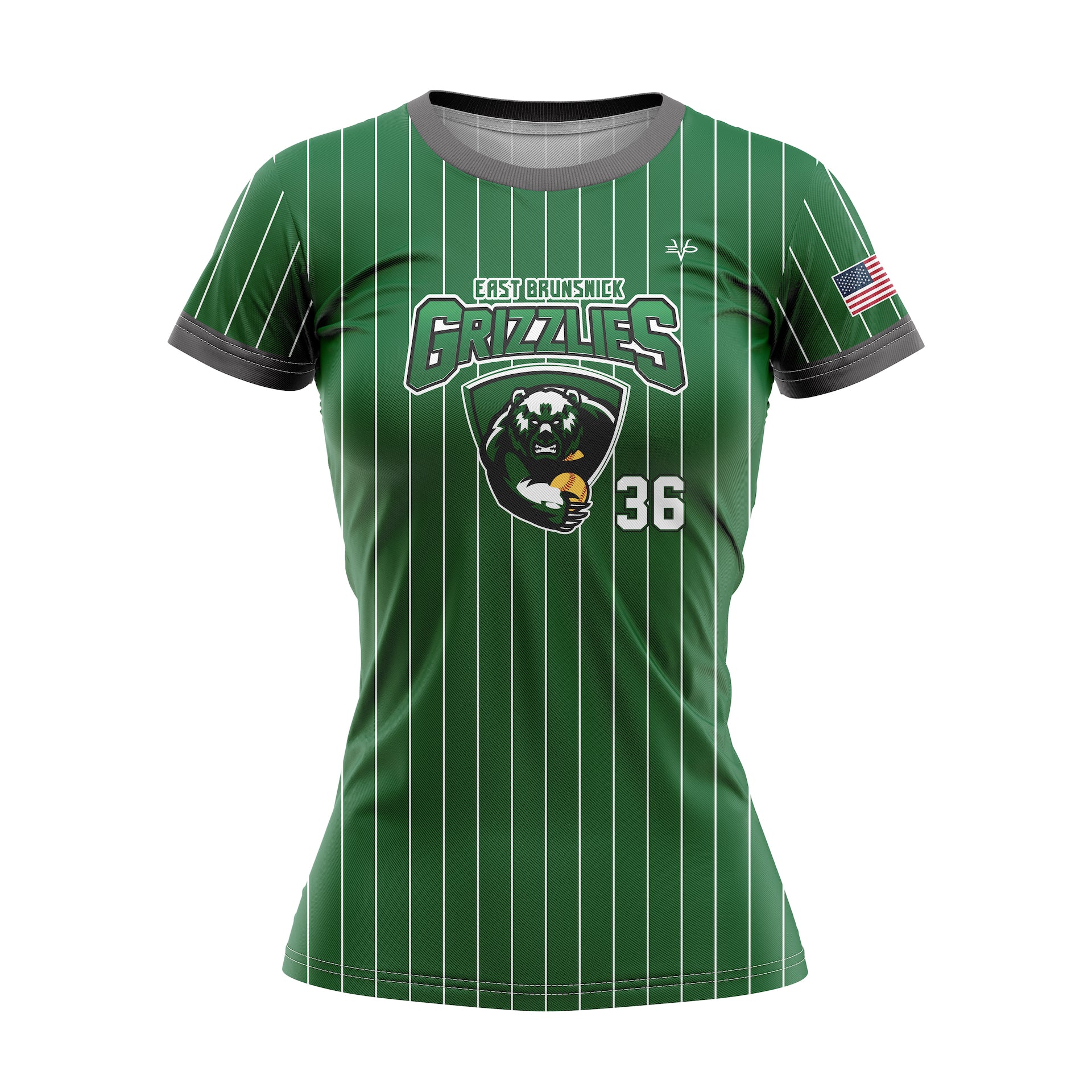 EAST BRUNSWICK CREWNECK SS - GREEN PINSTRIPE