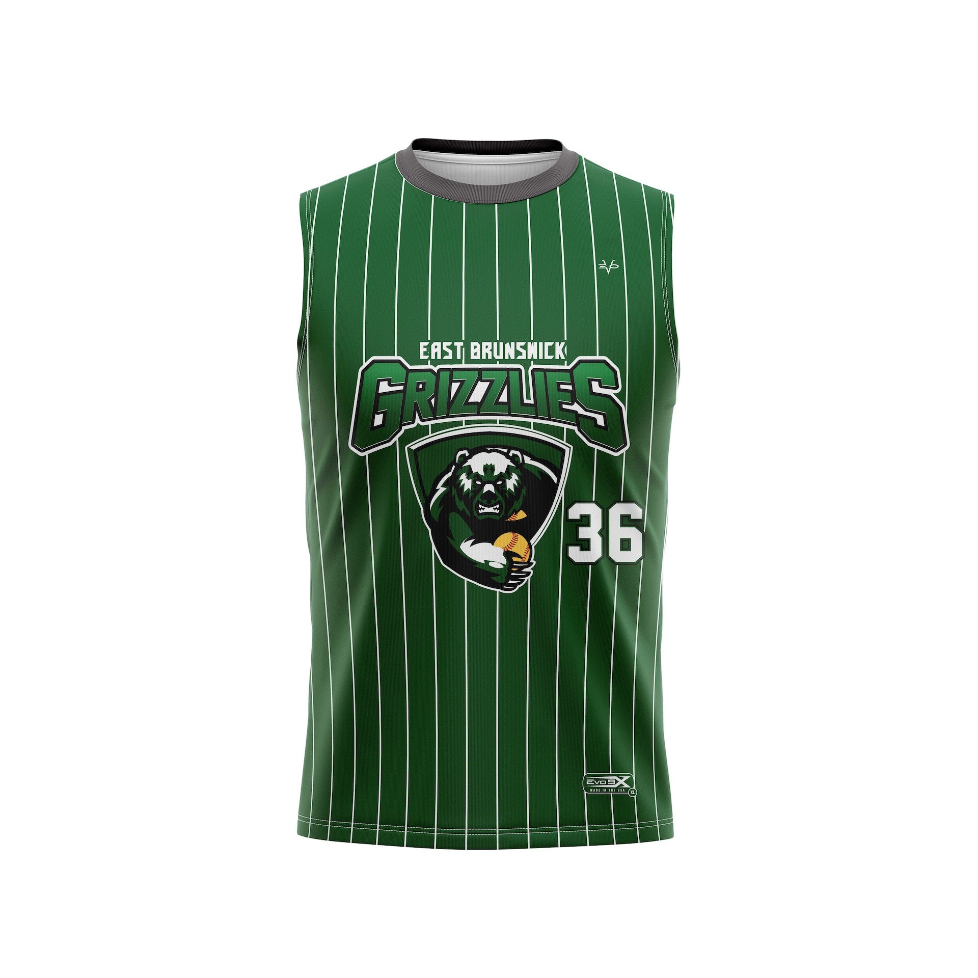 EAST BRUNSWICK CREWNECK SLEEVLESS - GREEN PINSTRIPE