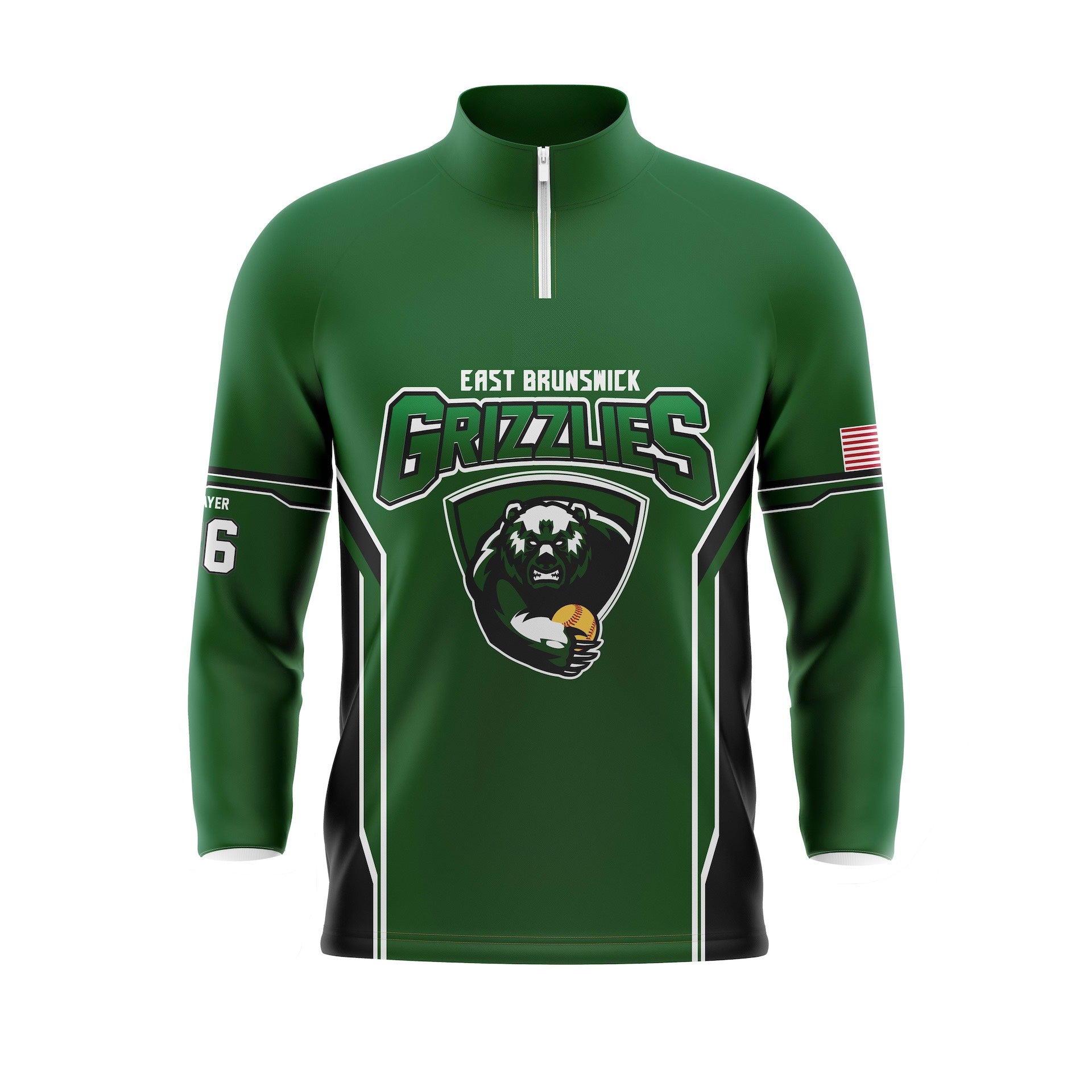 EAST BRUNSWICK QTR ZIP 3/4 SLEEVE WARMUP - GREEN