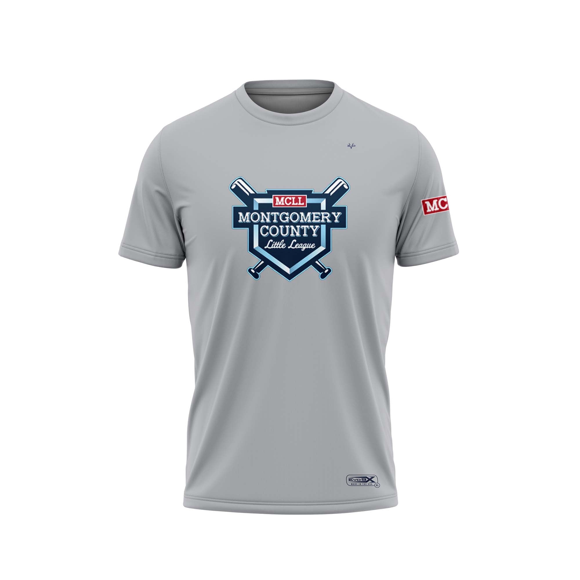 Evo9x MONTGOMERY LITTLE LEAGUE Full Dye Sublimated Crew Neck Shirt Grey