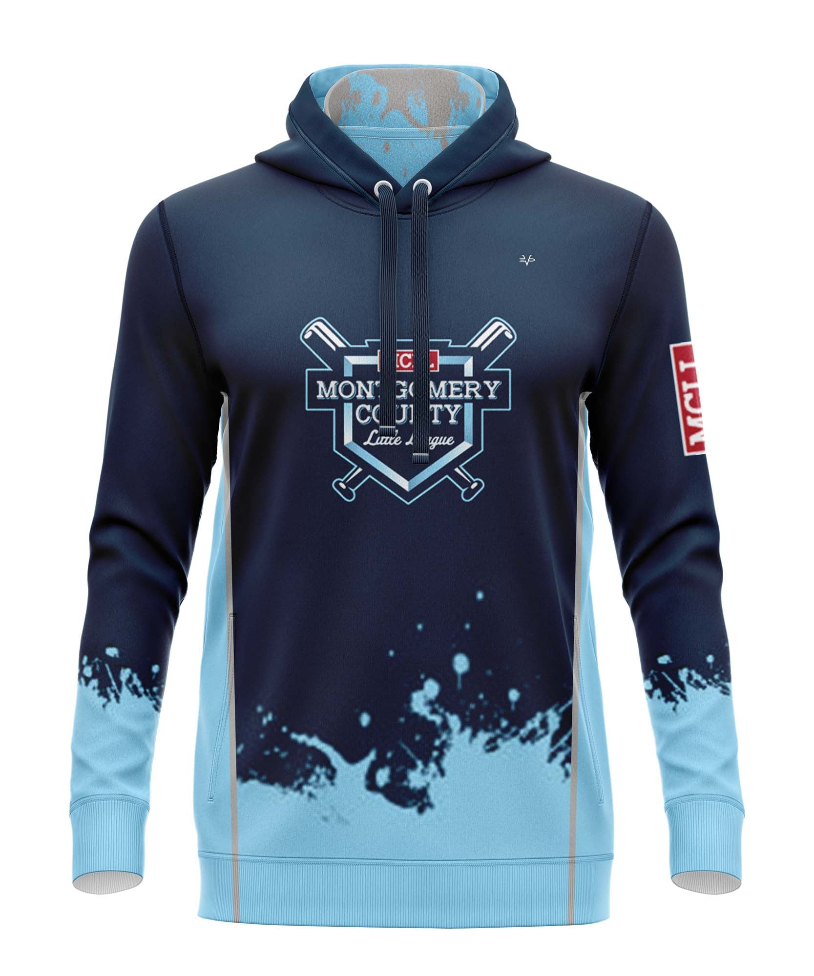 Evo9x MONTGOMERY LITTLE LEAGUE Full Dye Sublimated Hoodie Splatter