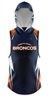 FORSYTH COUNTY BRONCOS Football Sublimated Sleeveless T-Shirt Hoodie (CUSTOMIZABLE)