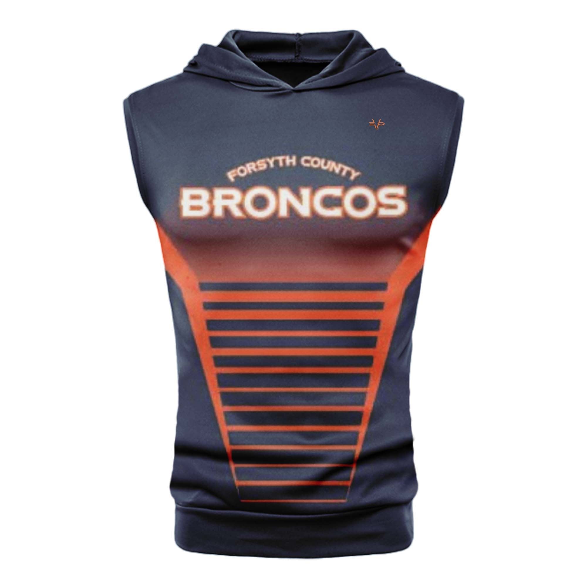 FORSYTH COUNTY BRONCOS FDS Football Sleeveless Compression Hoodie (CUSTOMIZABLE)