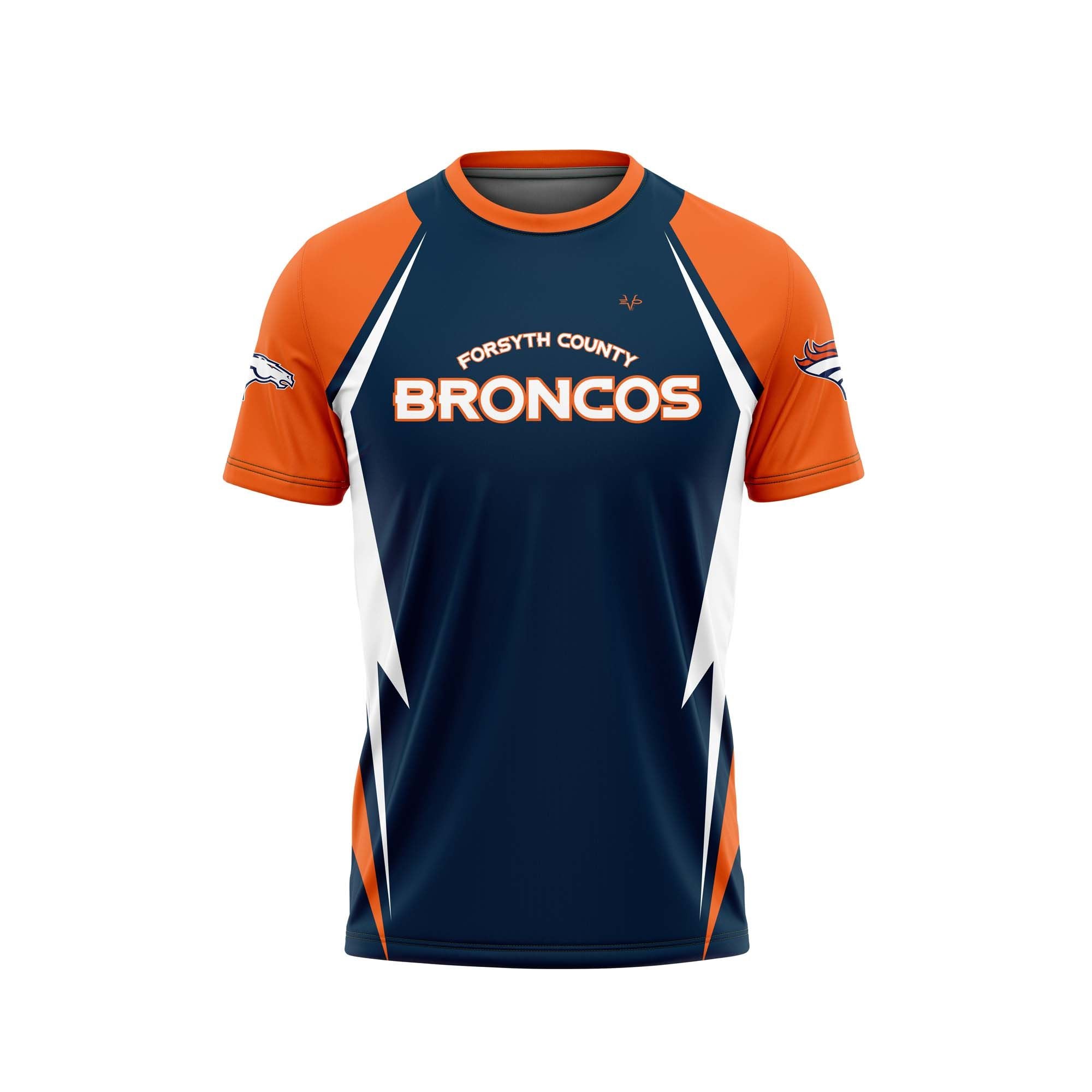 FORSYTH COUNTY BRONCOS Football Sublimated Crew Neck Jersey (CUSTOMIZABLE)