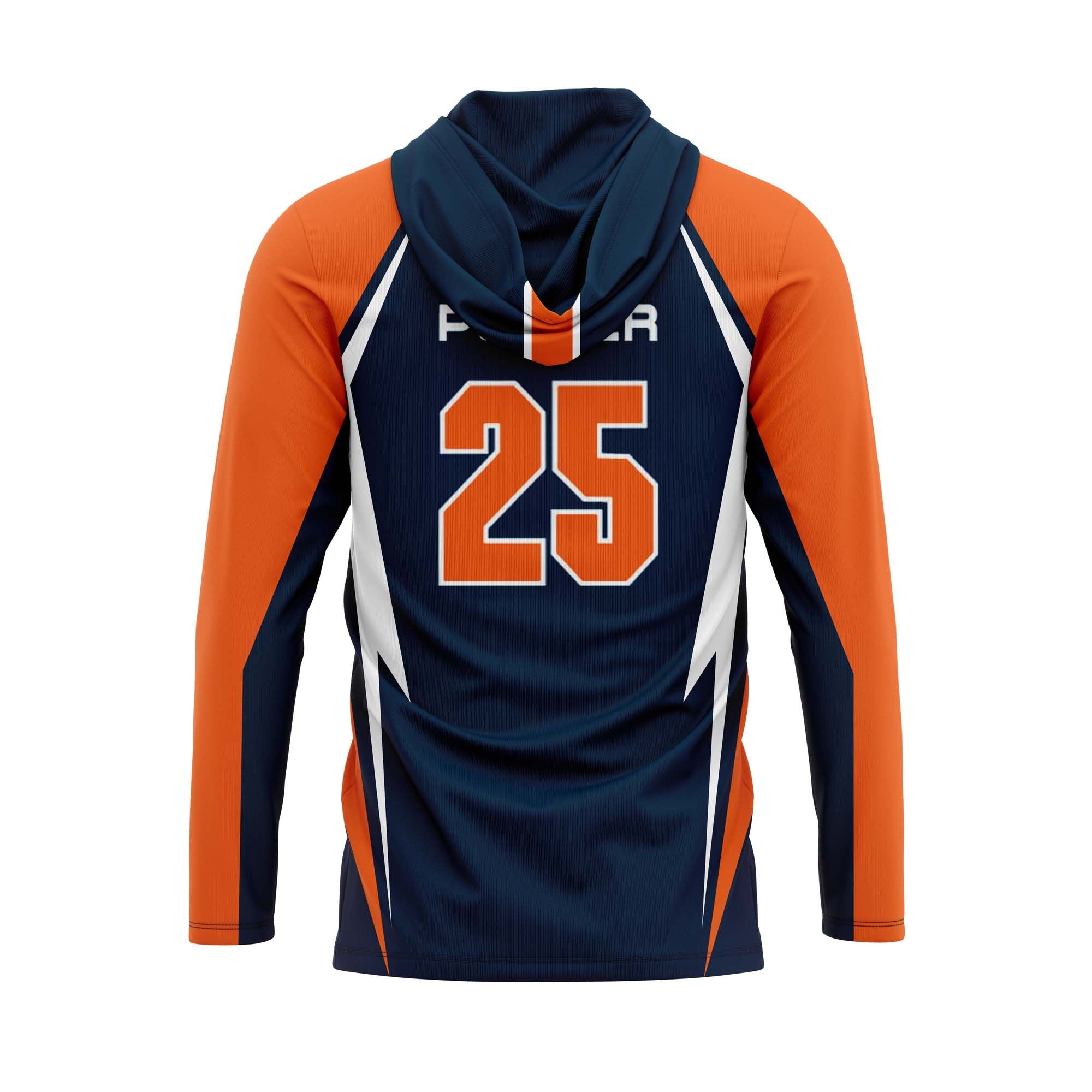 FORSYTH COUNTY BRONCOS Football Sublimated Long Sleeve T-Shirt Hoodie (CUSTOMIZABLE)