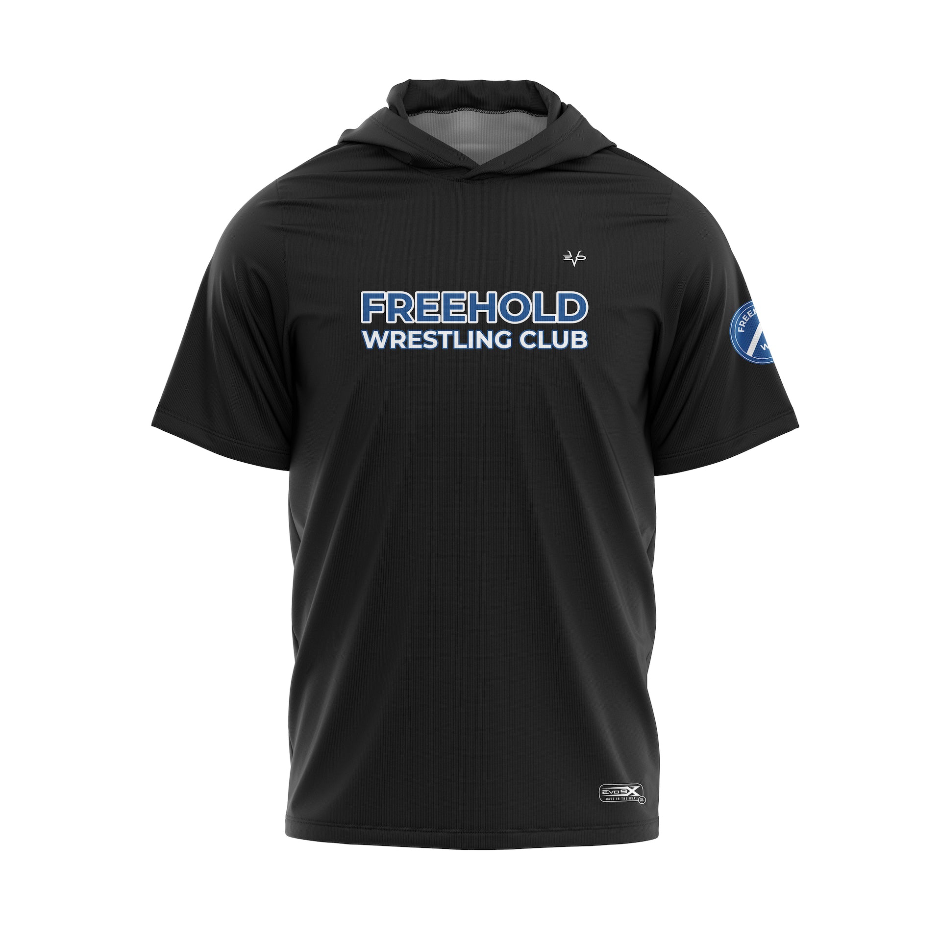 FREEHOLD WRESTLING CLUB SHORT SLEEVE LIGHT WEIGHT HOODIE - BLACK