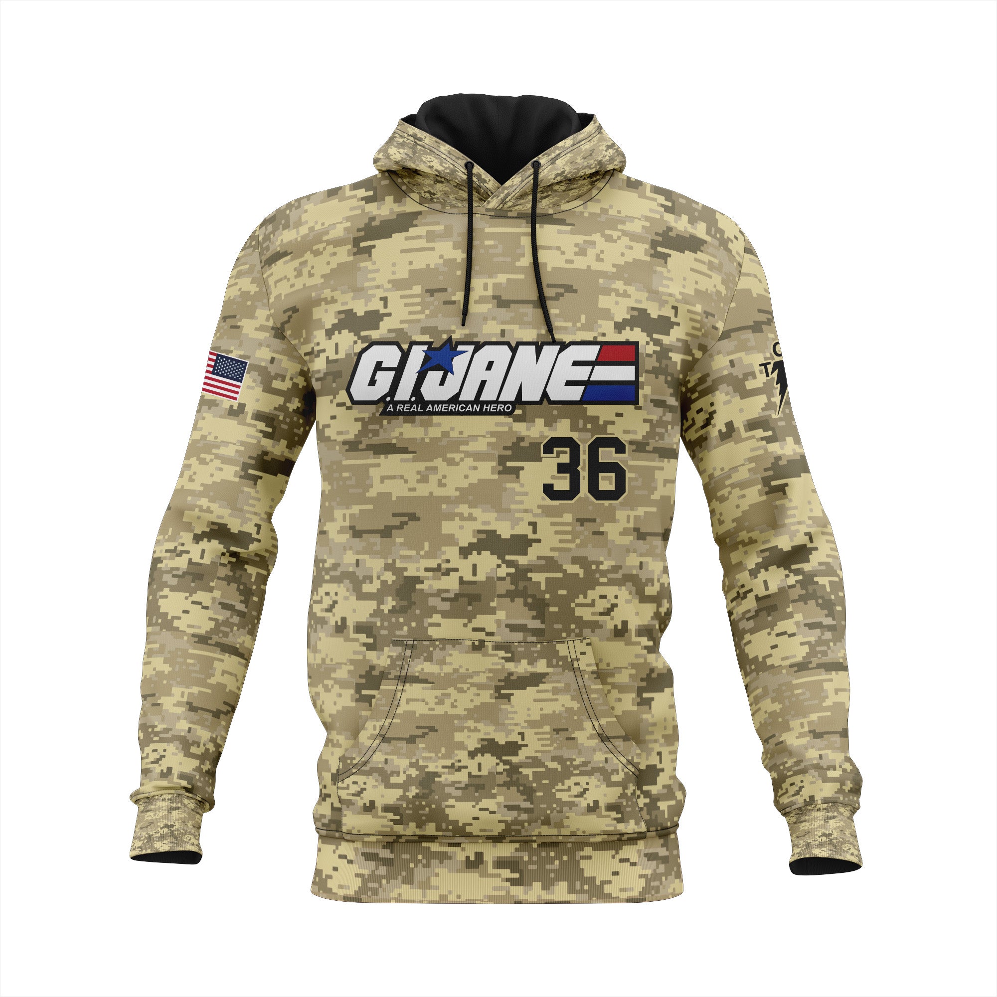 GI Jane Pullover Hoodie Tan Camo