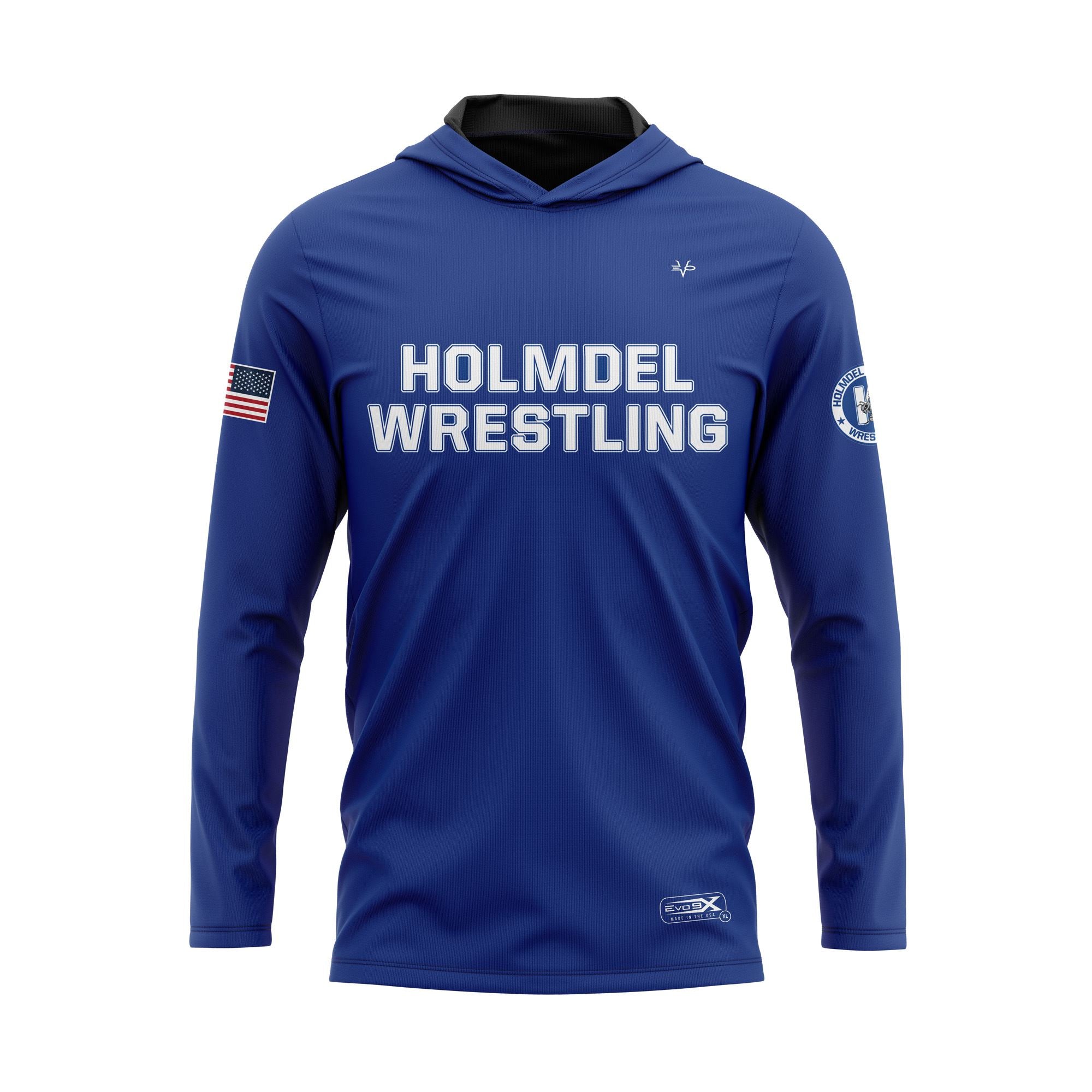 HOLMDEL WRESTLING Sublimated Lightweight Long Sleeve Blue Hoodie