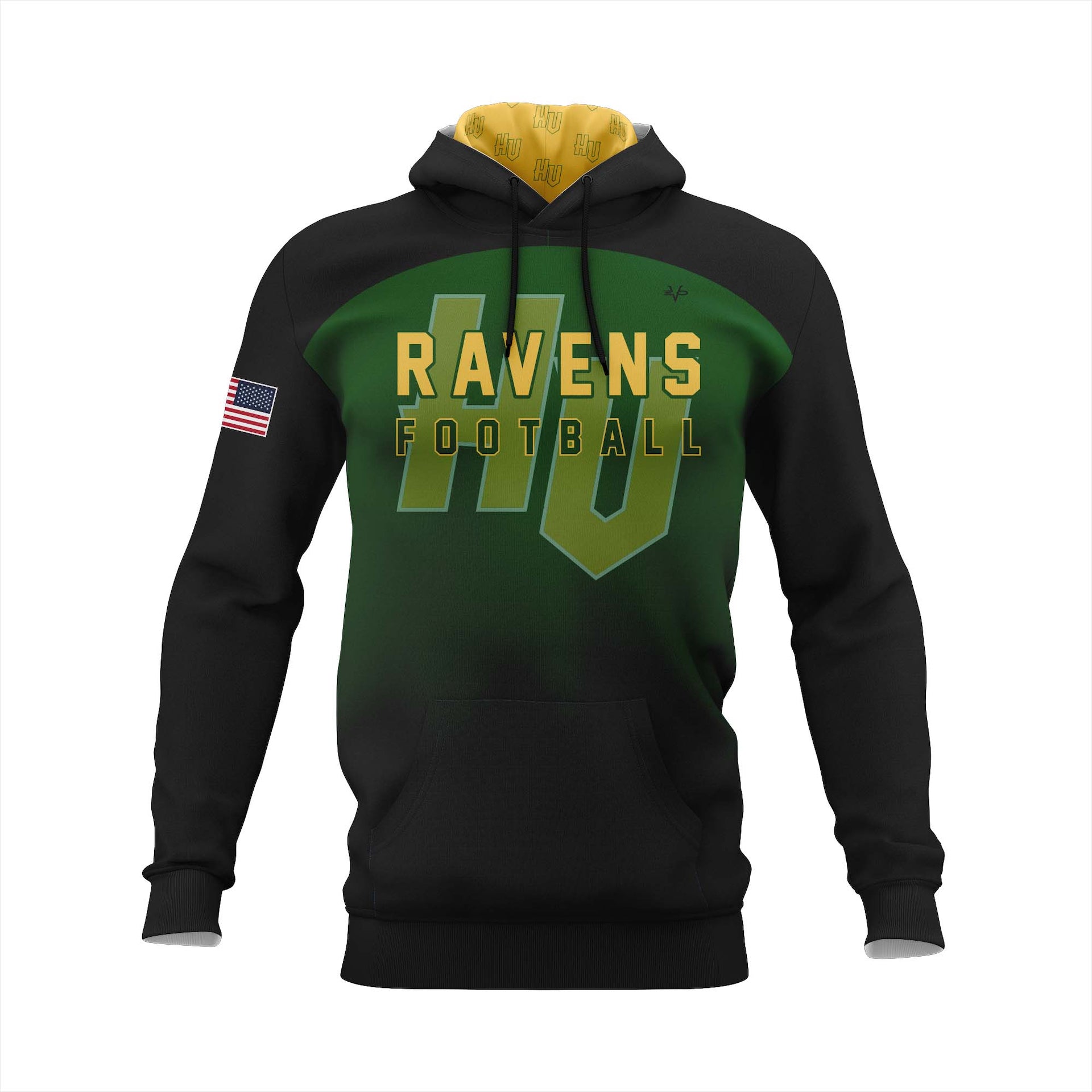 HUDSON VALLEY RAVENS PULLOVER HOODIE - GREEN/BLACK SLEEVE