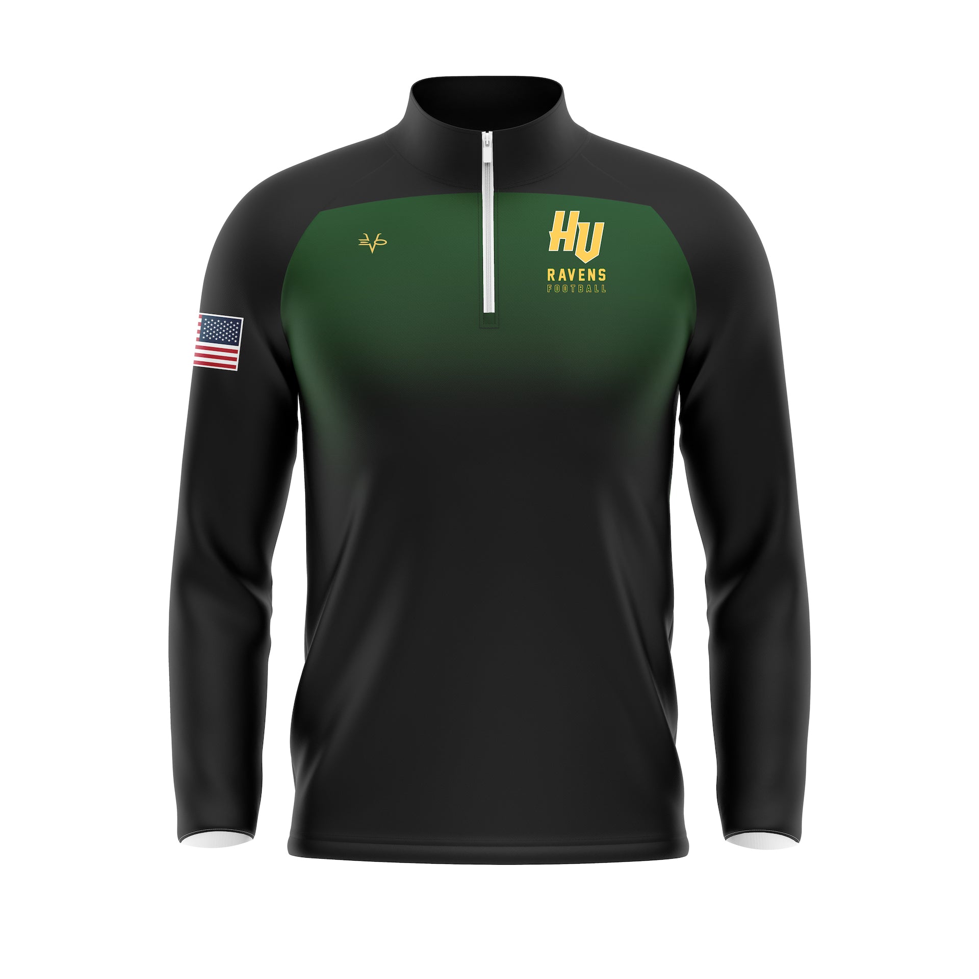 HUDSON VALLEY RAVENS QTR ZIP JACKET - GREEN