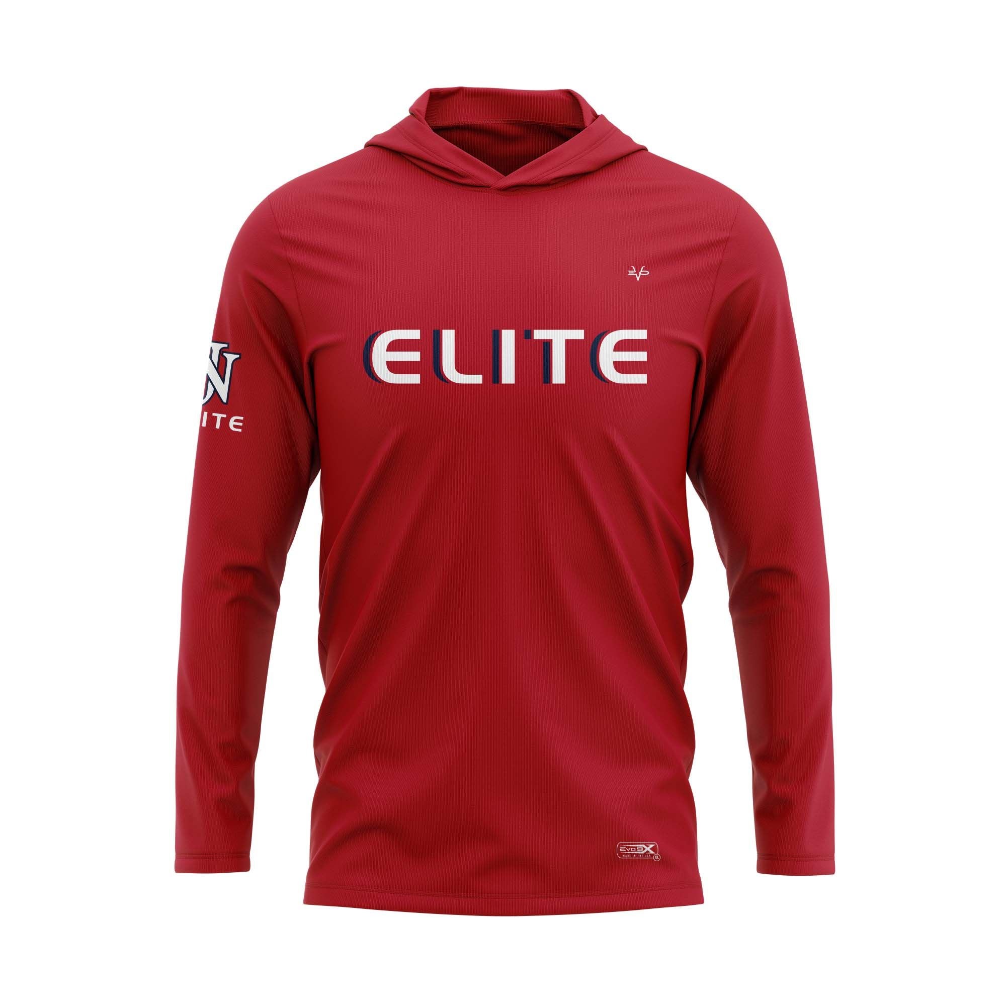 NJ ELITE RED LT WT LONG SLEEVES HOODIE