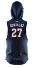 NJ ELITE NAVY LT WT SLEEVELESS HOODIE