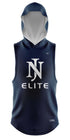 NJ ELITE NAVY LT WT SLEEVELESS HOODIE