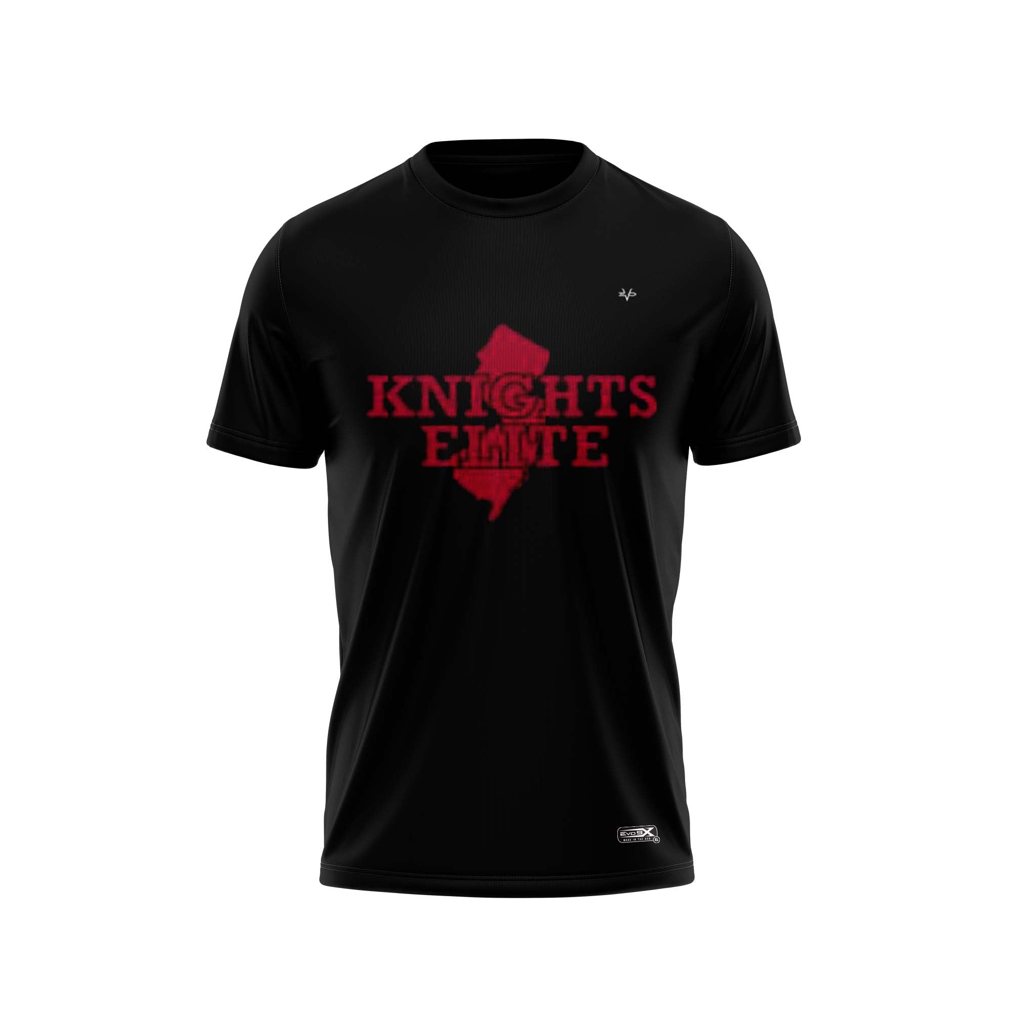 KNIGHTS ELITE Football Sublimated Crew Neck Shirt Black Logo 1