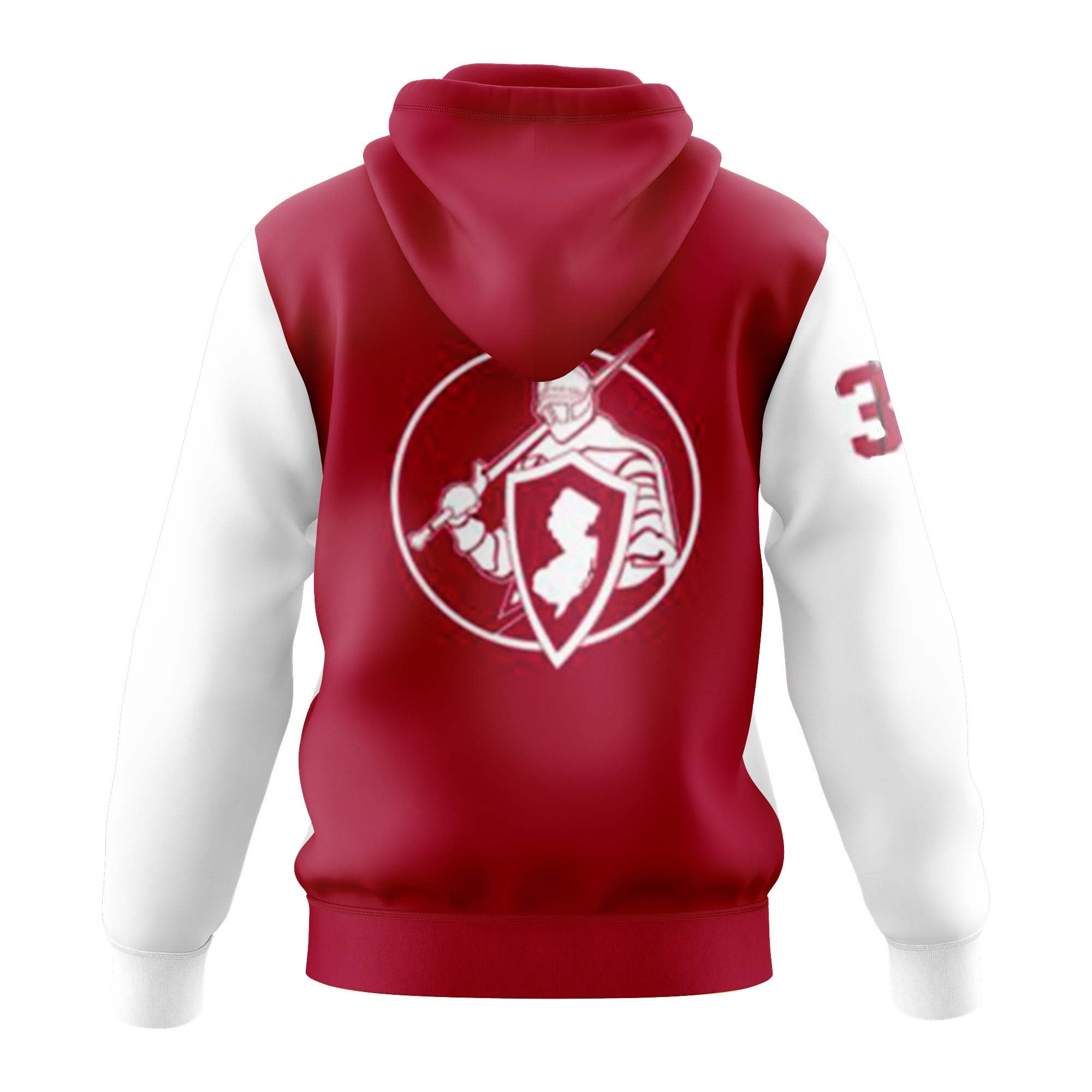 KNIGHTS ELITE Football Sublimated Hoodie Black Red/White