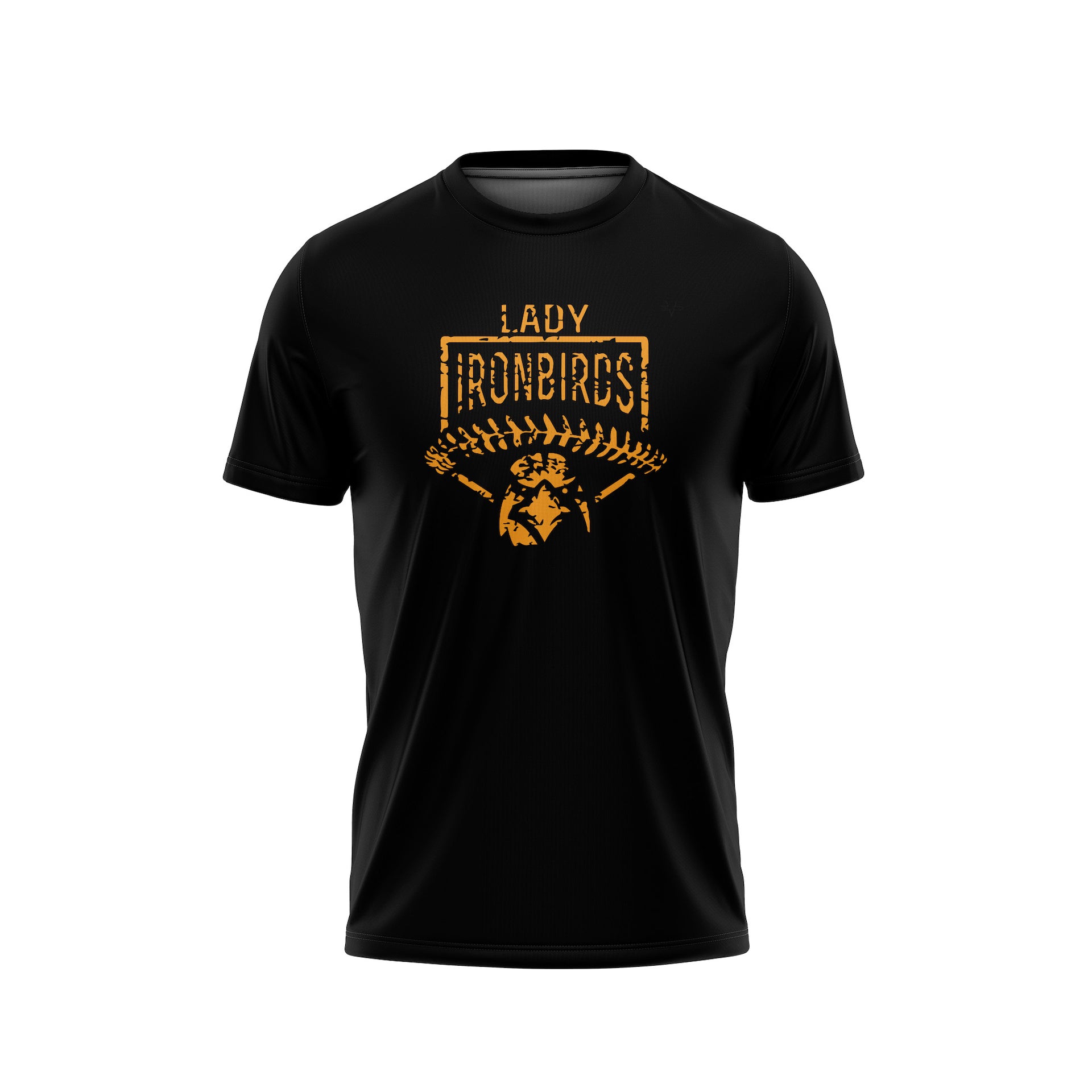 LADY IRONBIRDS CREWNECK SS SCREENPRINT - BLACK/ORANGE