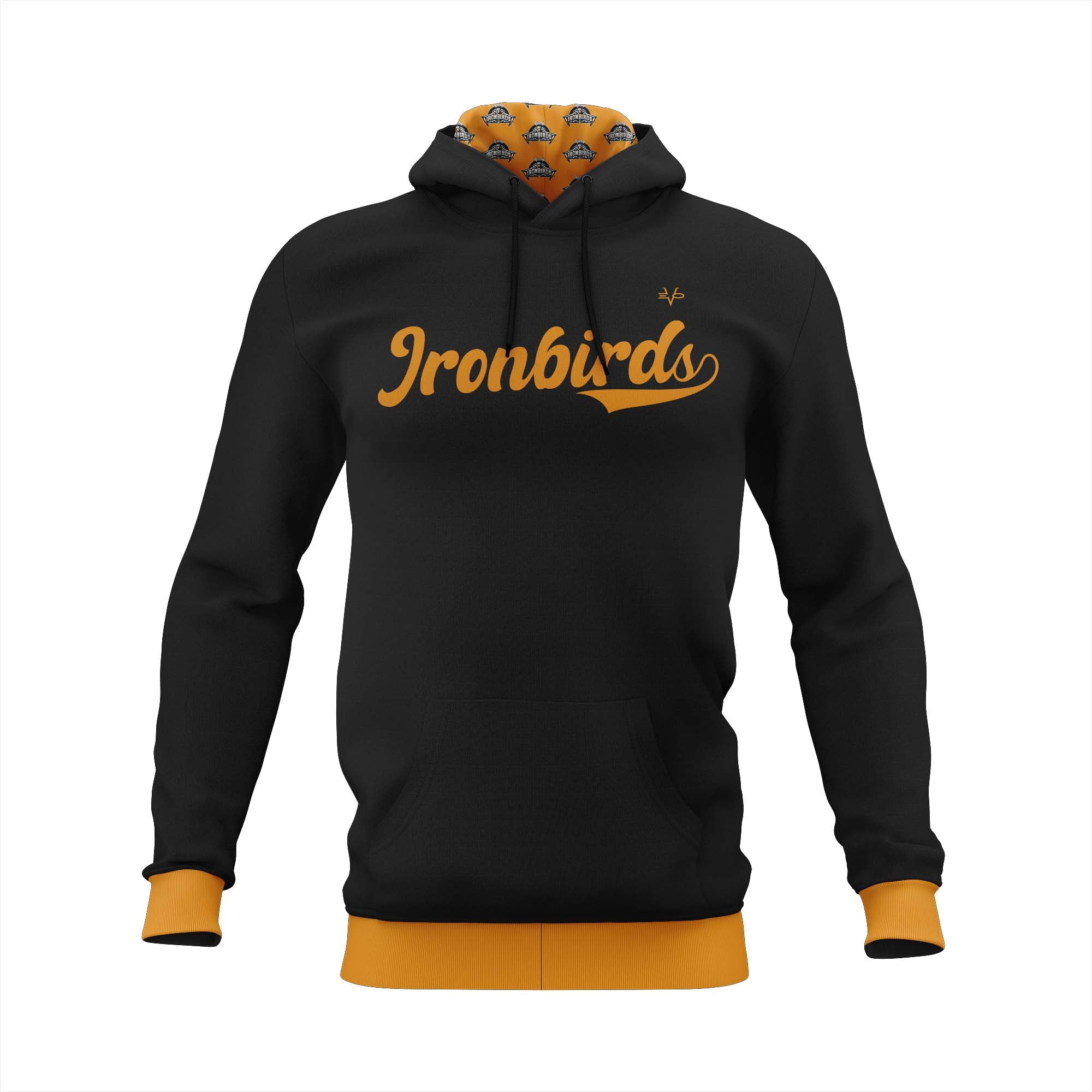 LADY IRONBIRDS "IRONBIRDS" LOGO HOODIE - BLACK/ORANGE