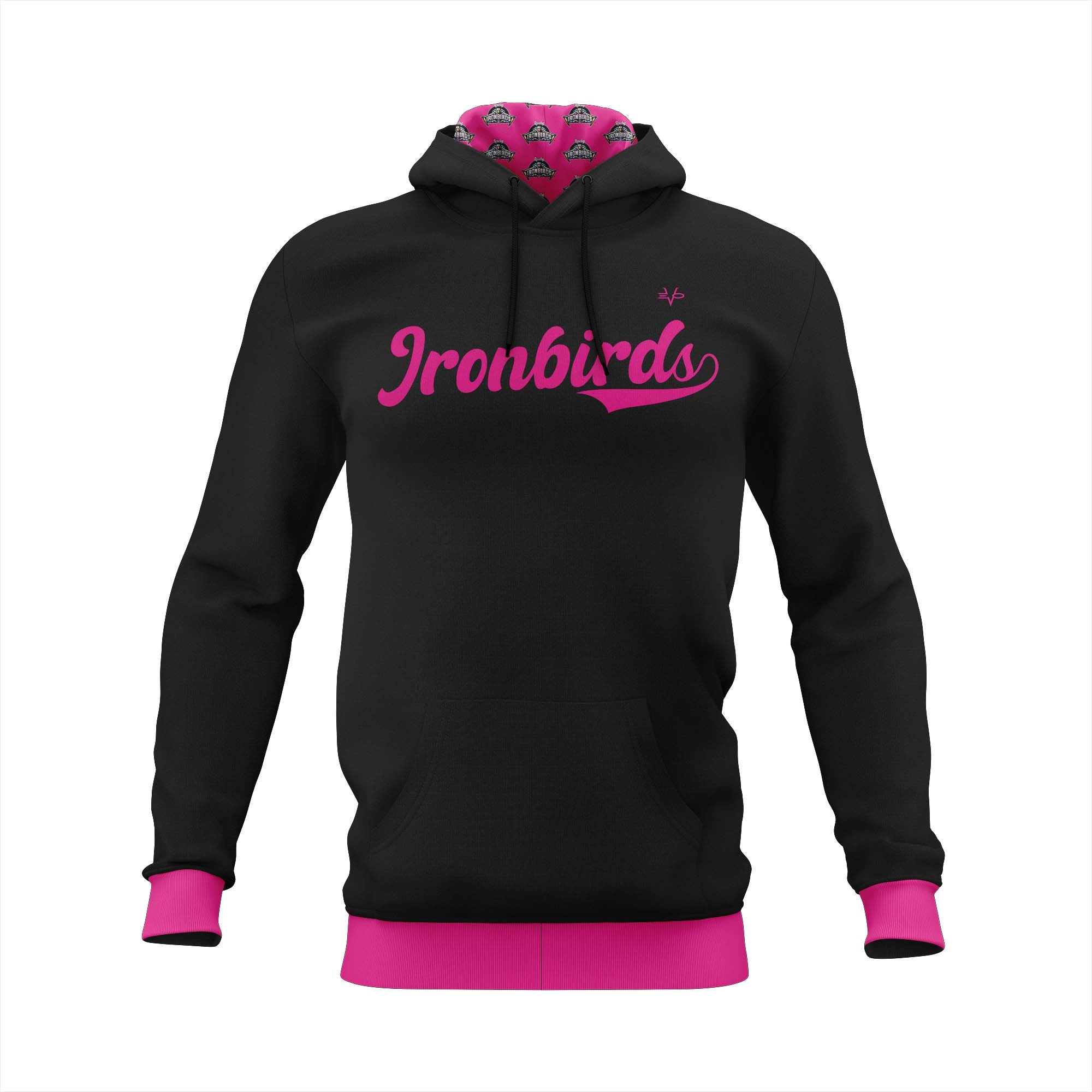 LADY IRONBIRDS "IRONBIRDS" LOGO HOODIE - BLACK/PINK
