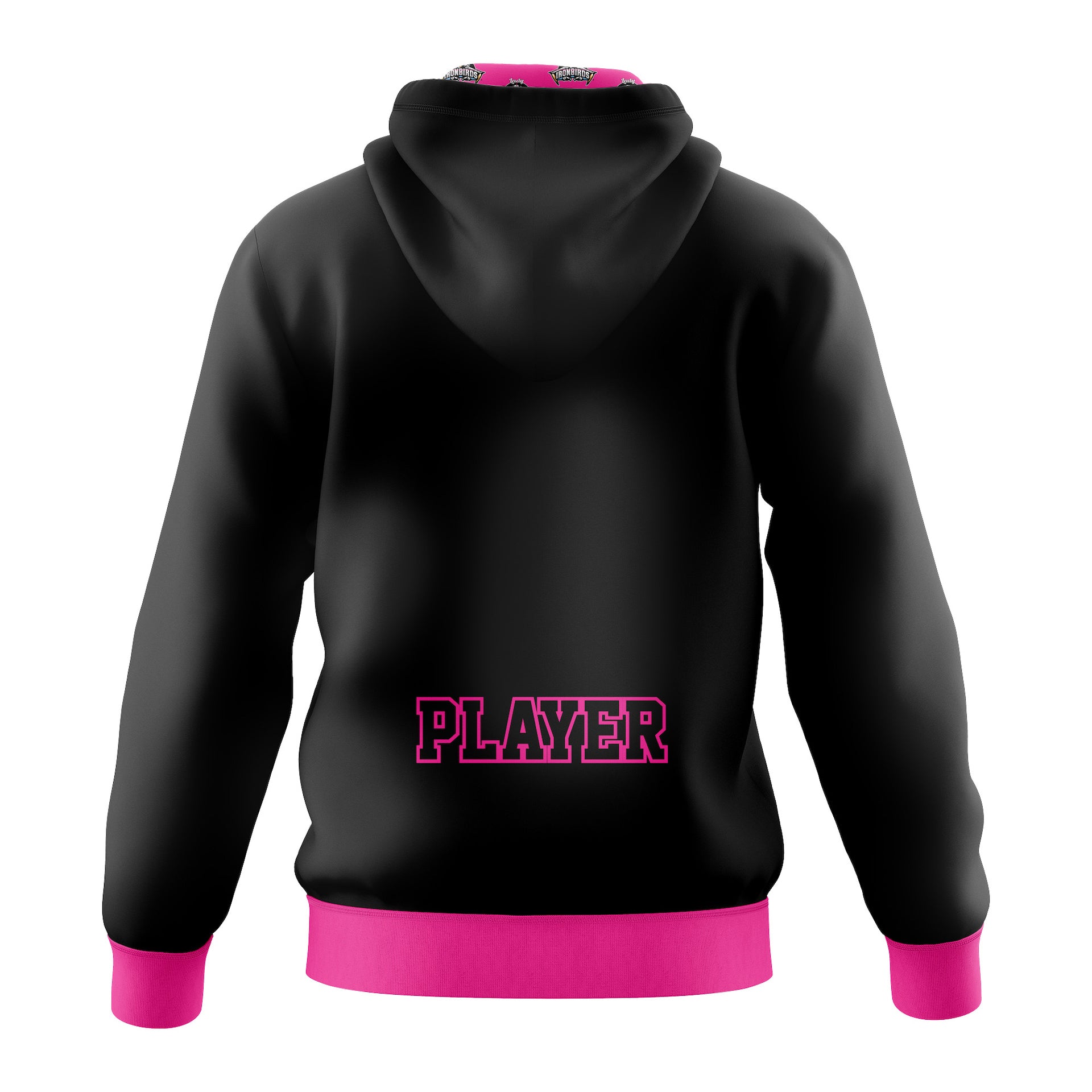 LADY IRONBIRDS "IRONBIRDS" LOGO HOODIE - BLACK/PINK