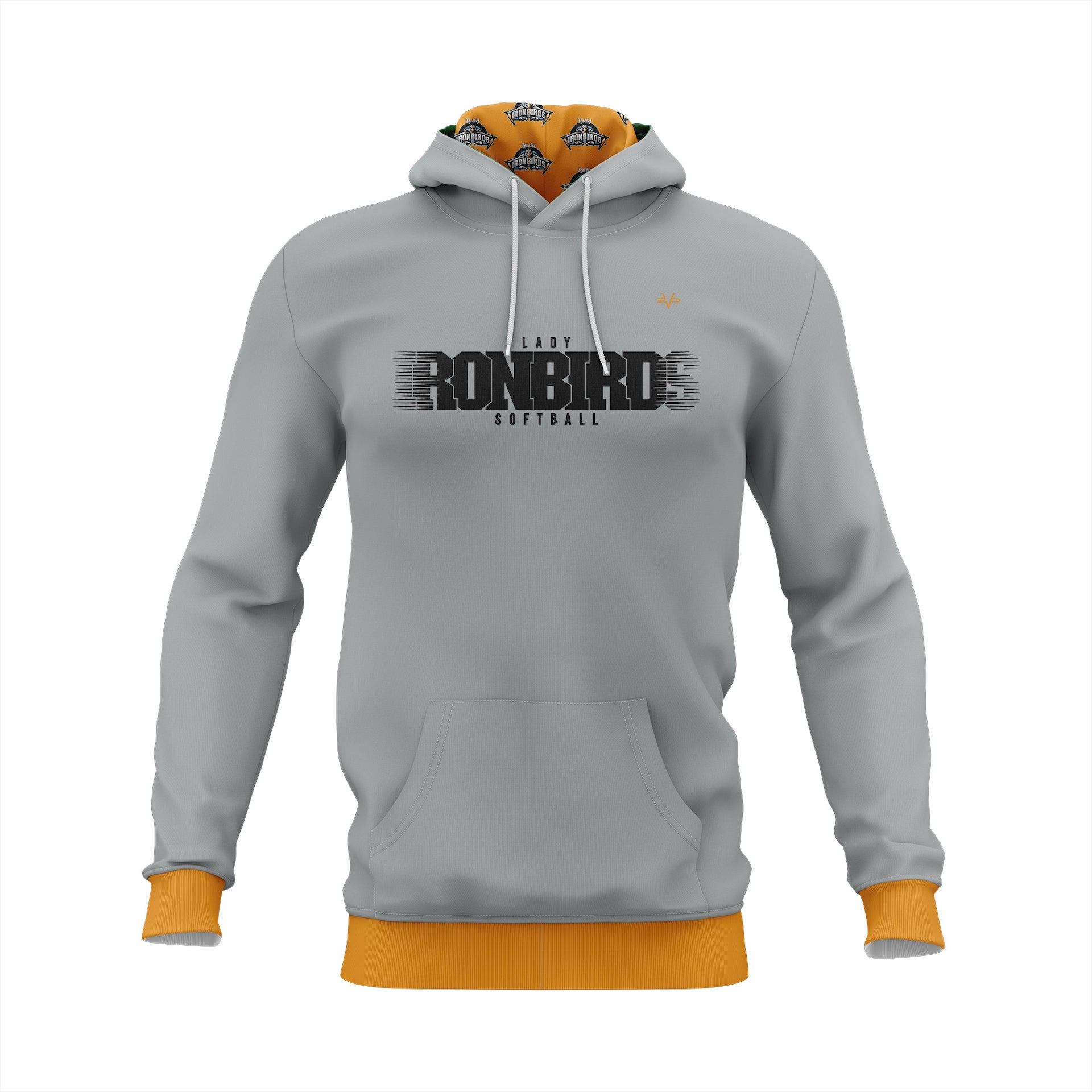 LADY IRONBIRDS "IRONBIRDS" LOGO HOODIE - GREY