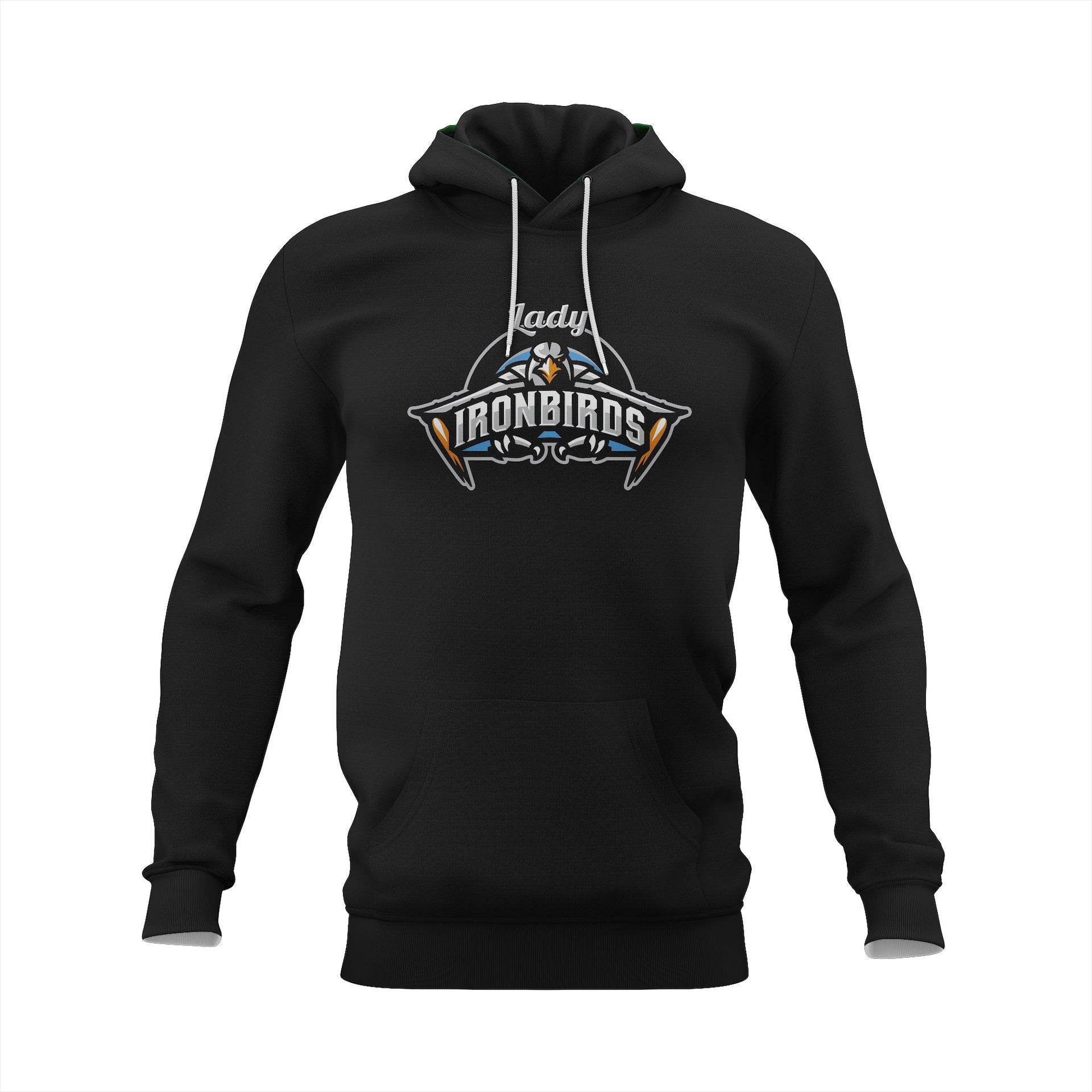 LADY IRONBIRDS MAIN LOGO HOODIE SCREENPRINT - BLACK