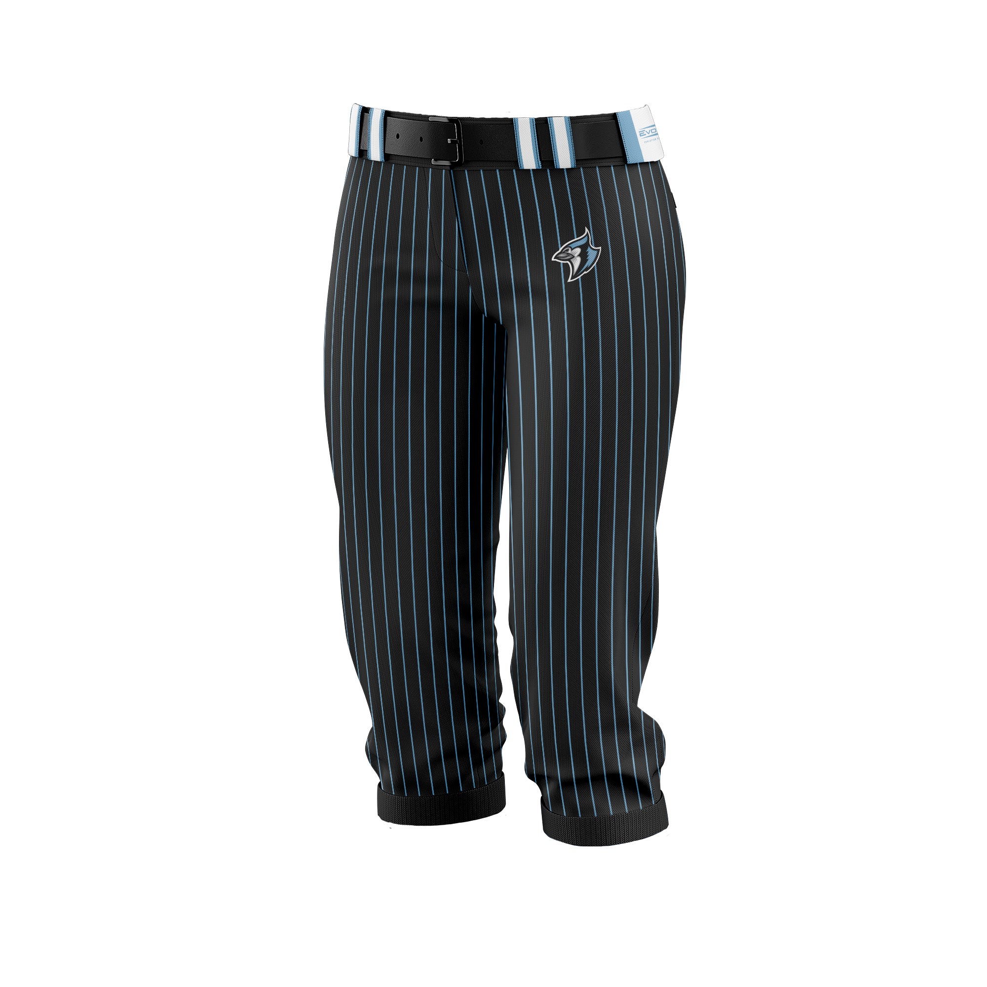 Lady Jays Softball black and blue pinstripe knickers